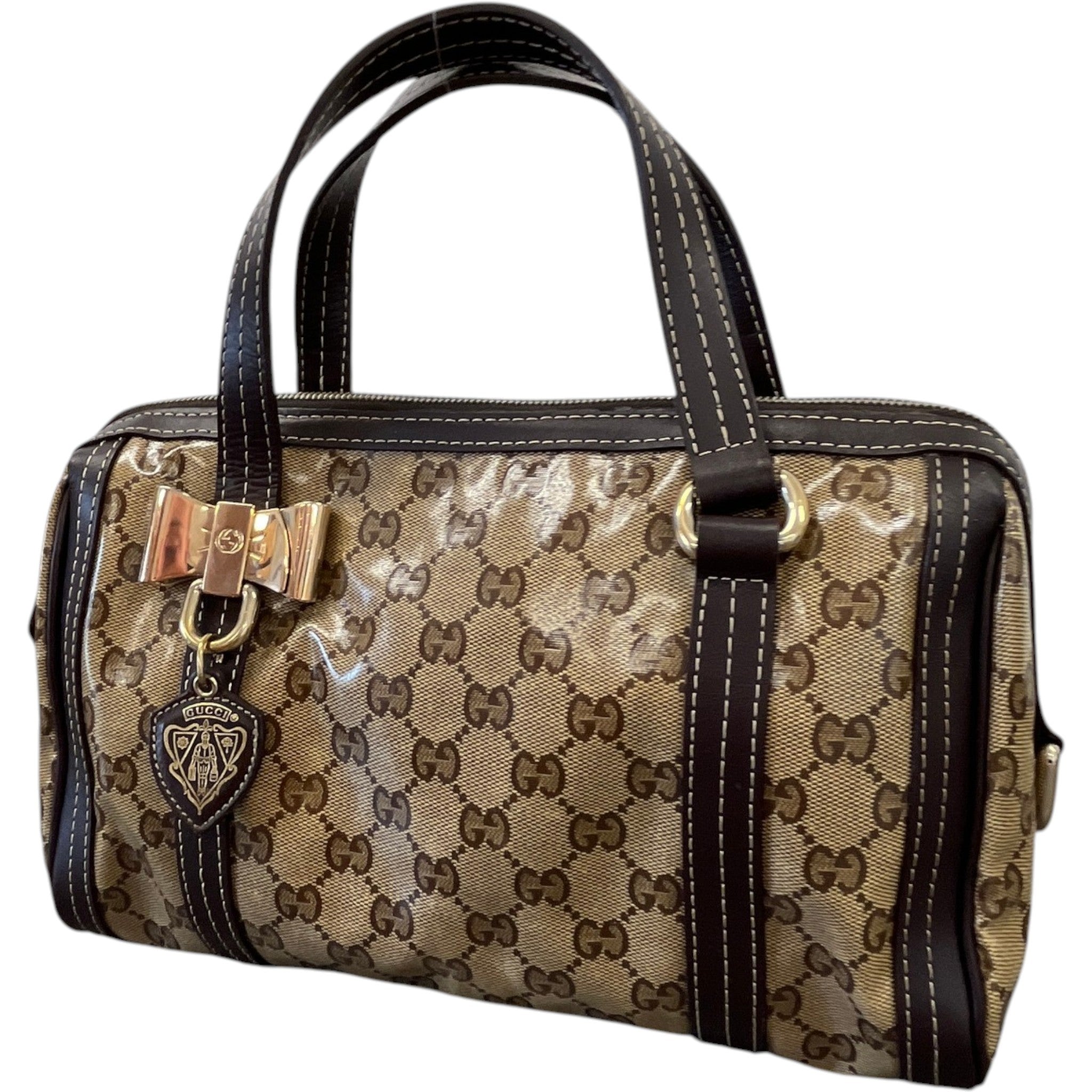 Women's Crystal Duchessa Boston Bag Beige