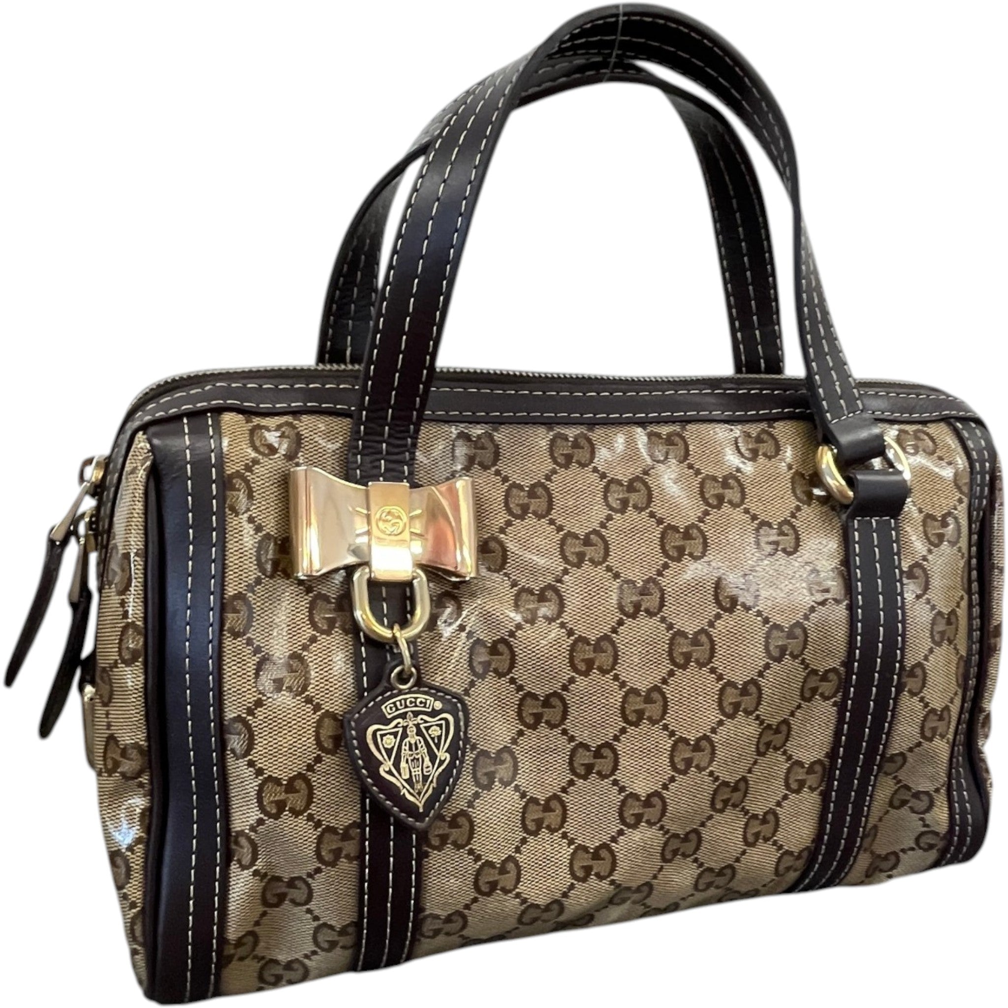 Women's Crystal Duchessa Boston Bag Beige