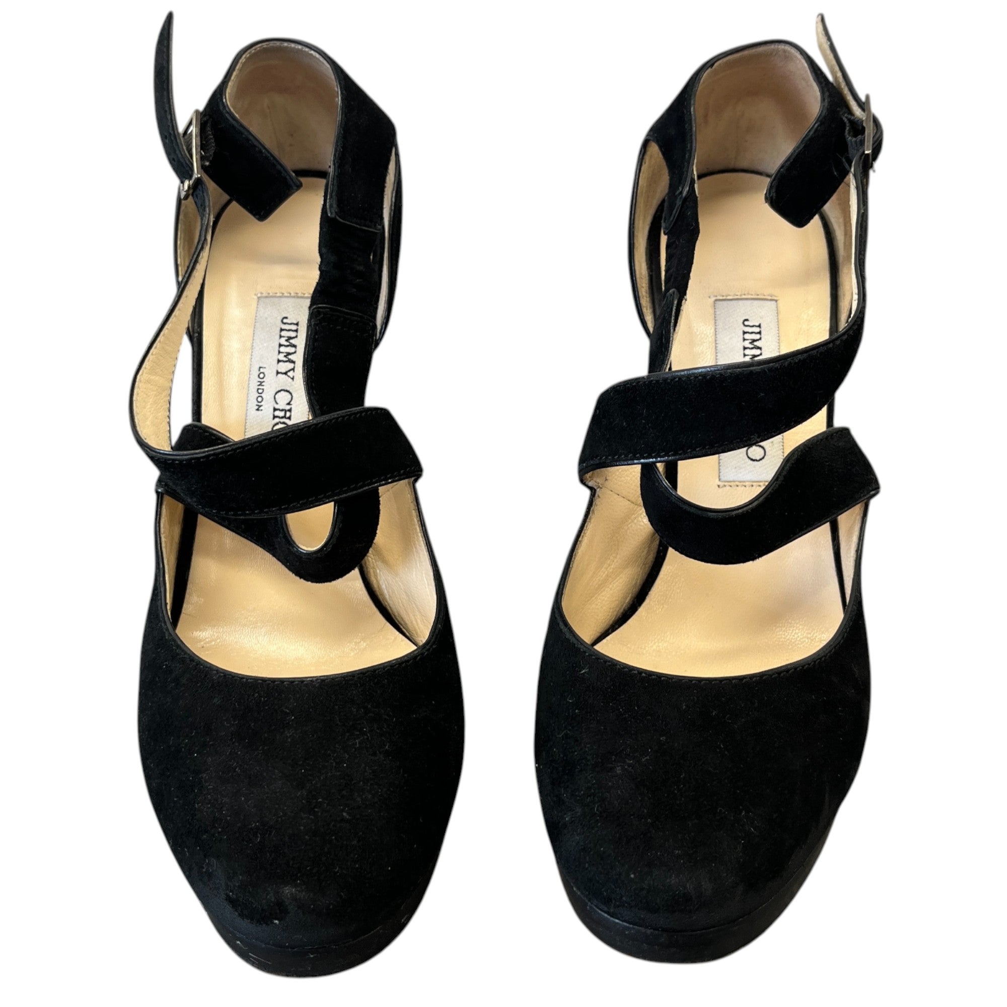 Women's Suede Ankle Strap Heels Black Size EU 38.5 / UK 5.5