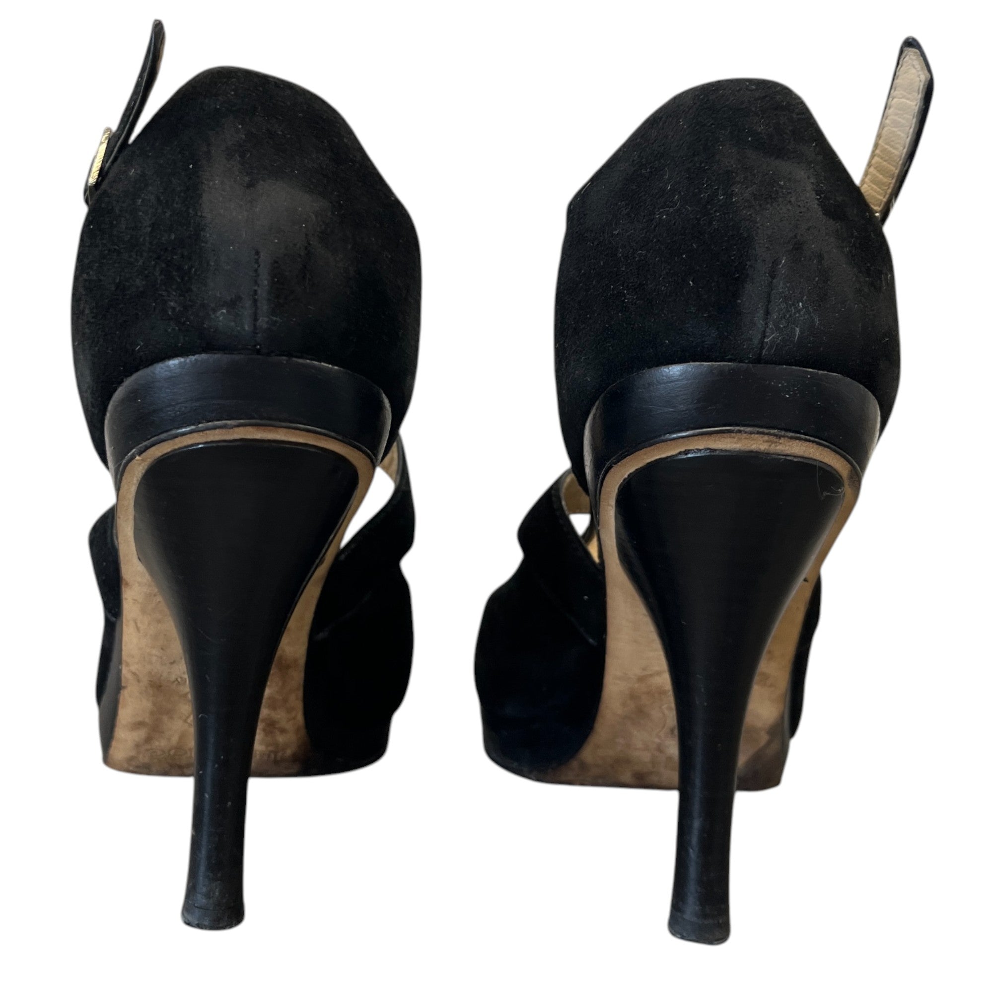 Women's Suede Ankle Strap Heels Black Size EU 38.5 / UK 5.5