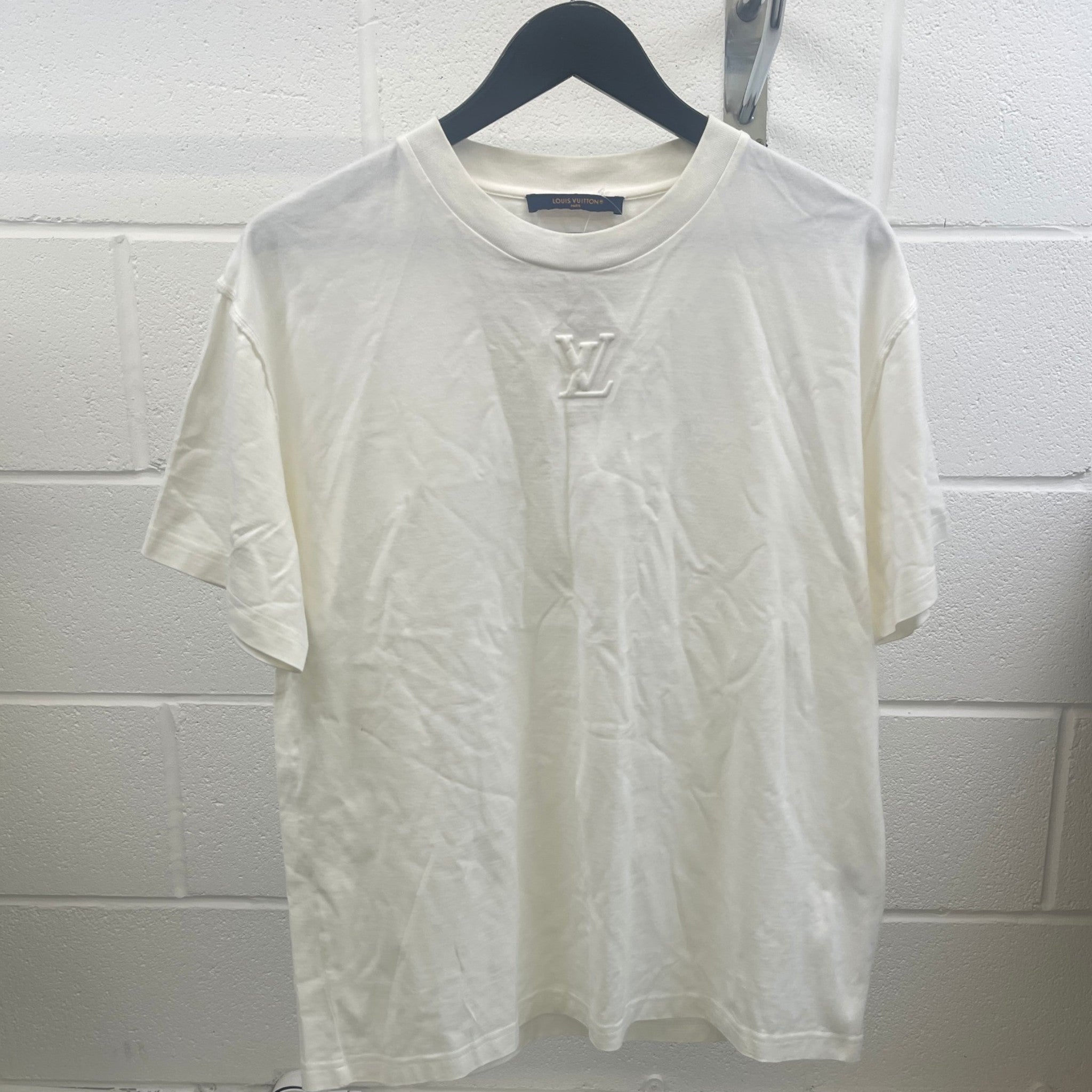 Men's Embossed Lv T-Shirt White Size M