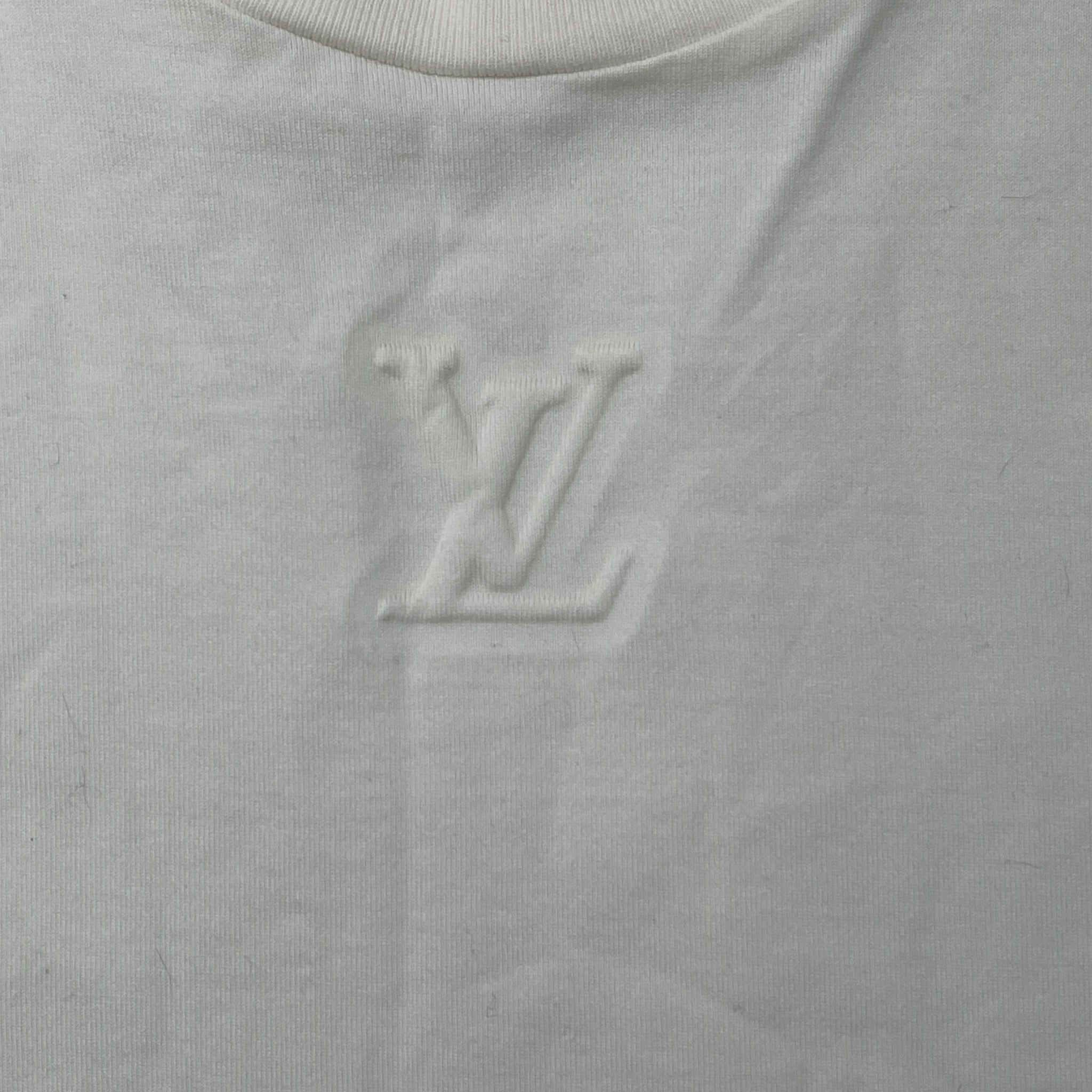 Men's Embossed Lv T-Shirt White Size M