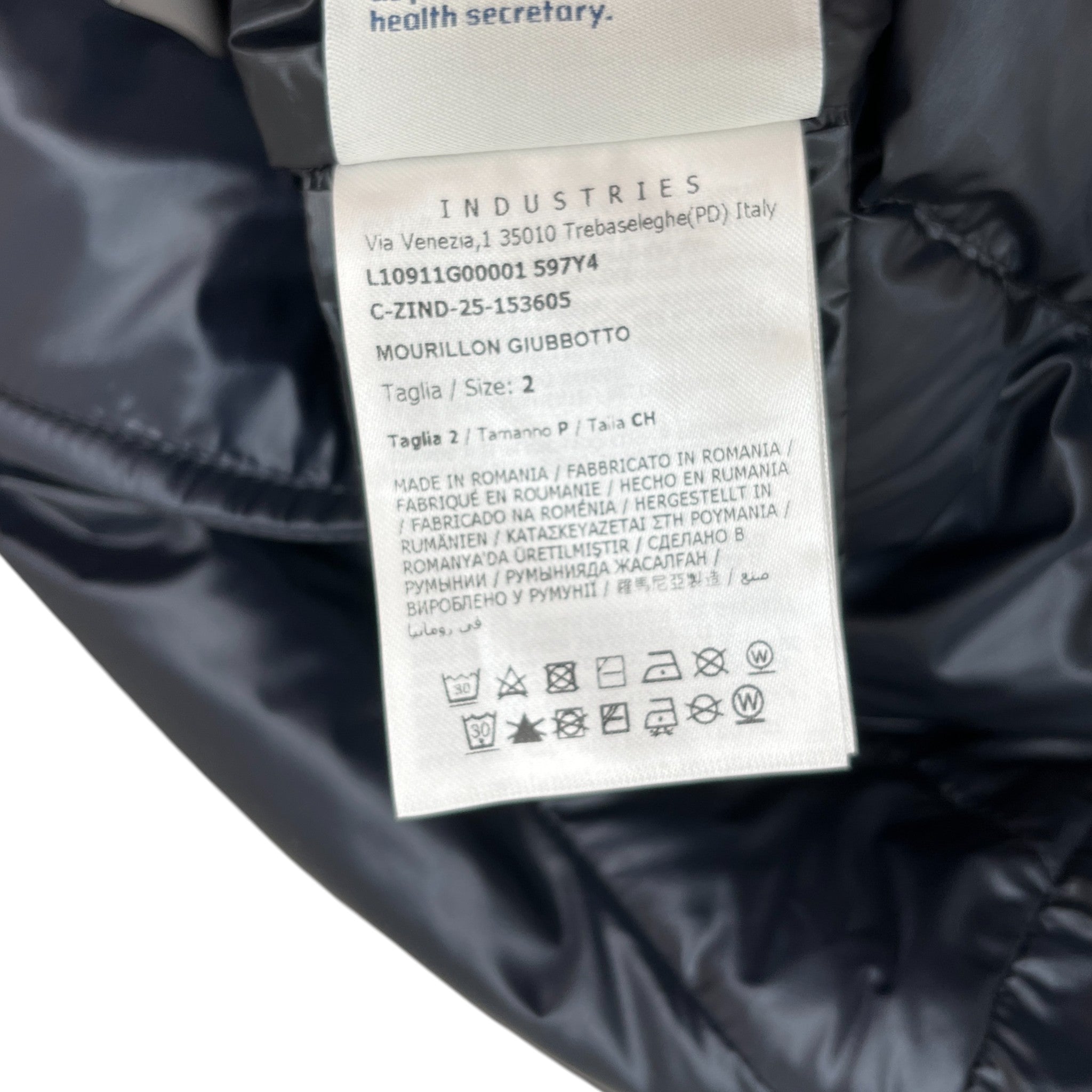 Men's Mourillon Down Jacket Navy Size 2 / M