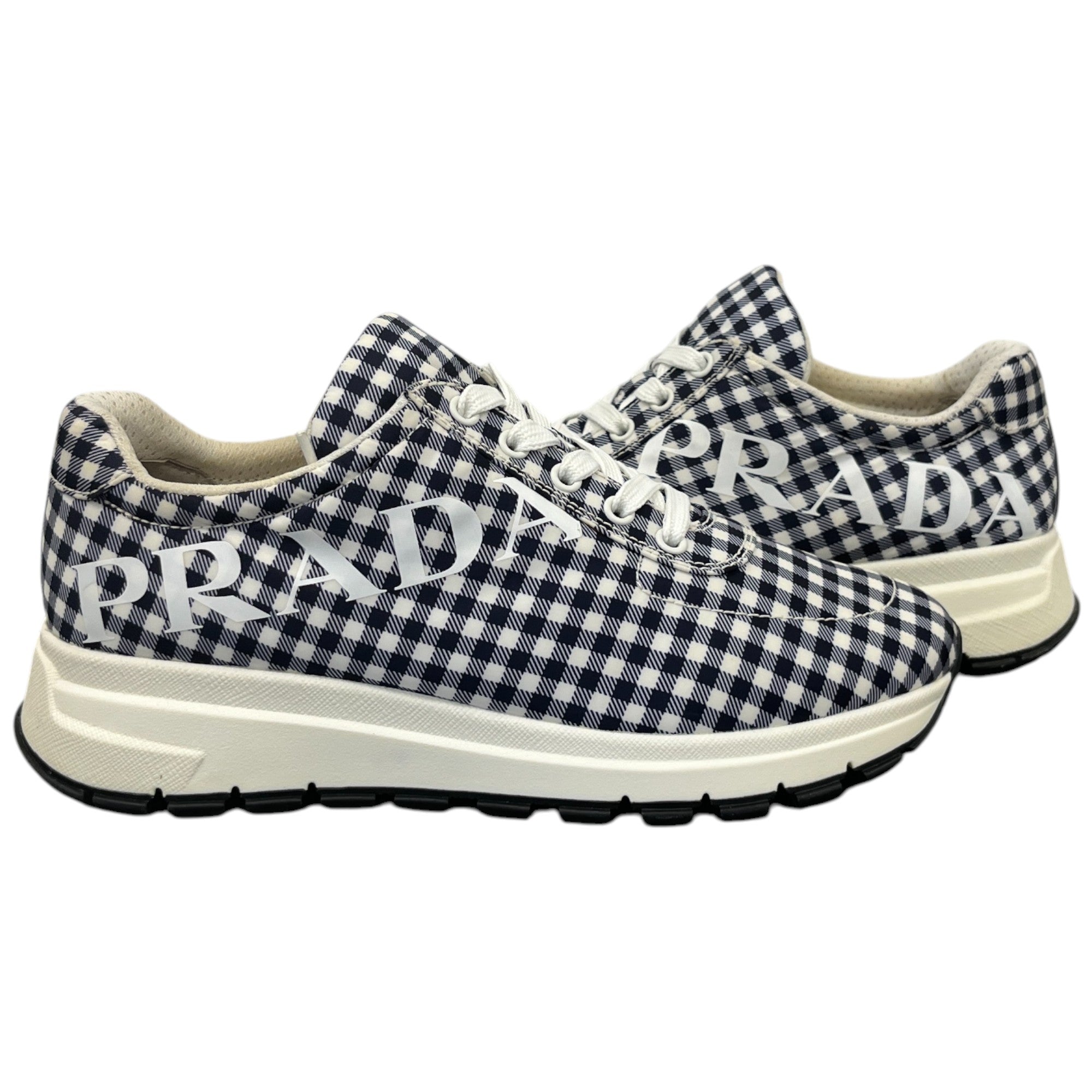 Women's Signature Logo Gingham Low Trainers Navy Size EU 39 / UK 6