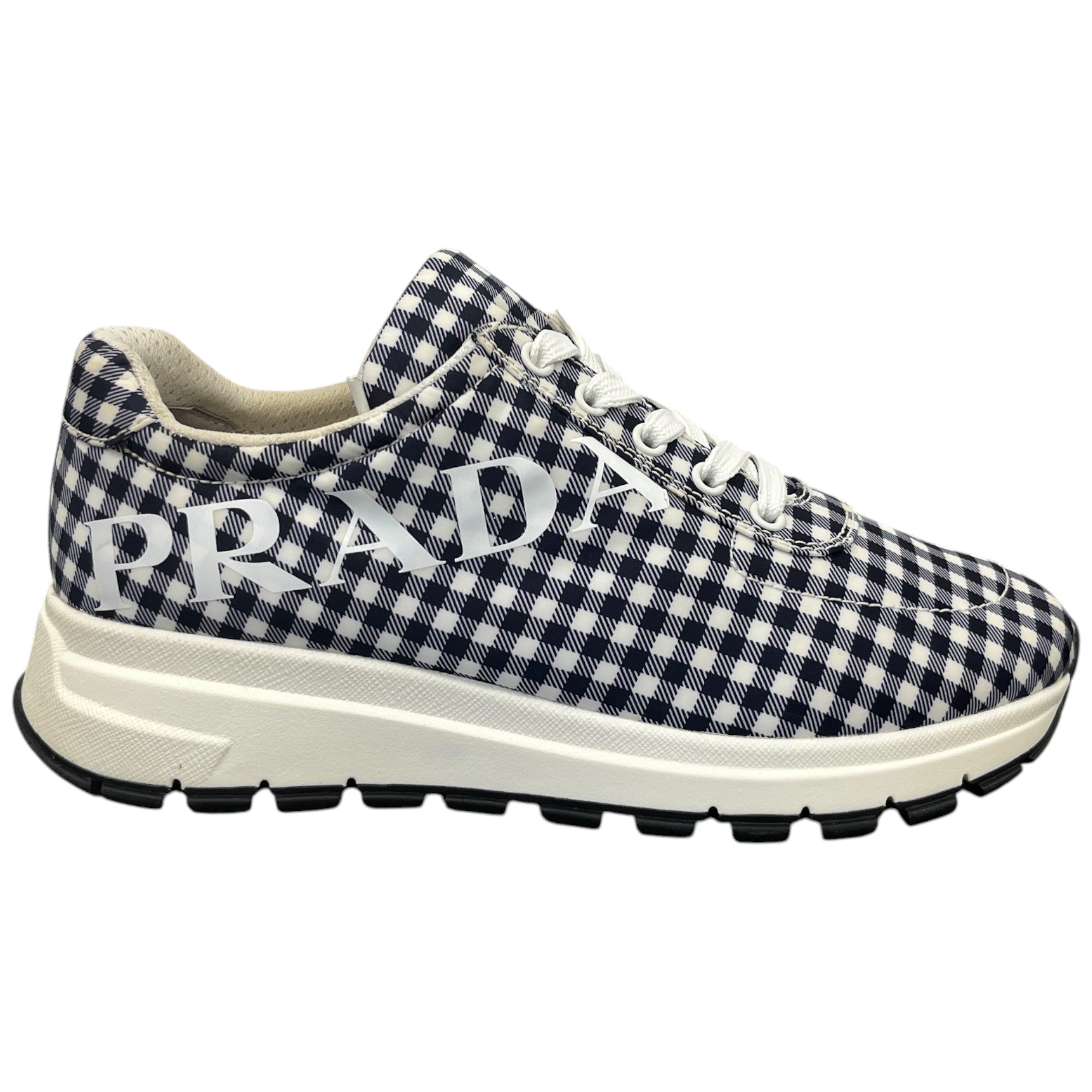 Women's Signature Logo Gingham Low Trainers Navy Size EU 39 / UK 6