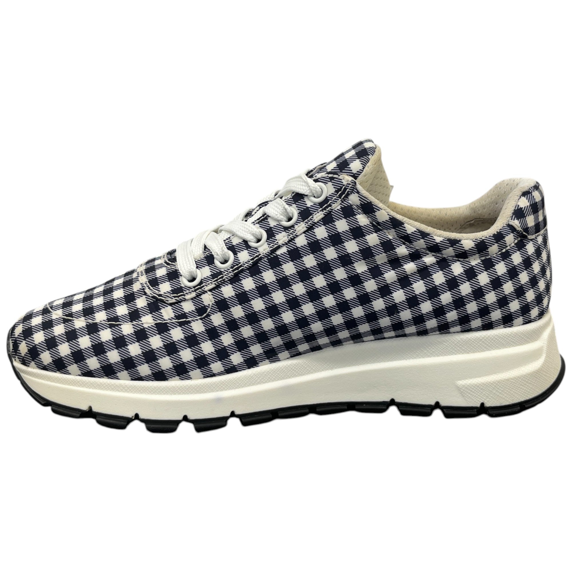 Women's Signature Logo Gingham Low Trainers Navy Size EU 39 / UK 6