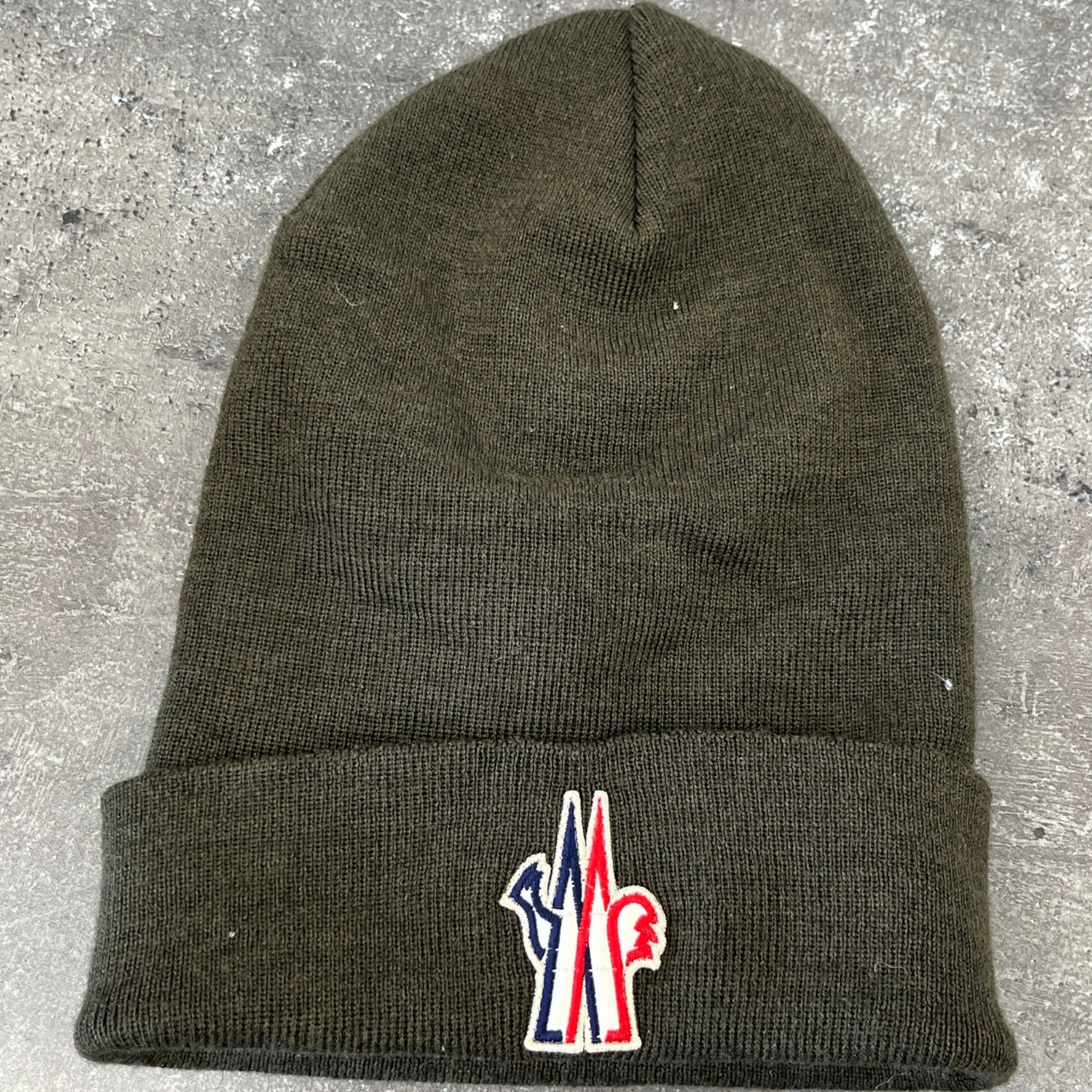 Men's Grenoble Logo Patch Beanie Hat Khaki