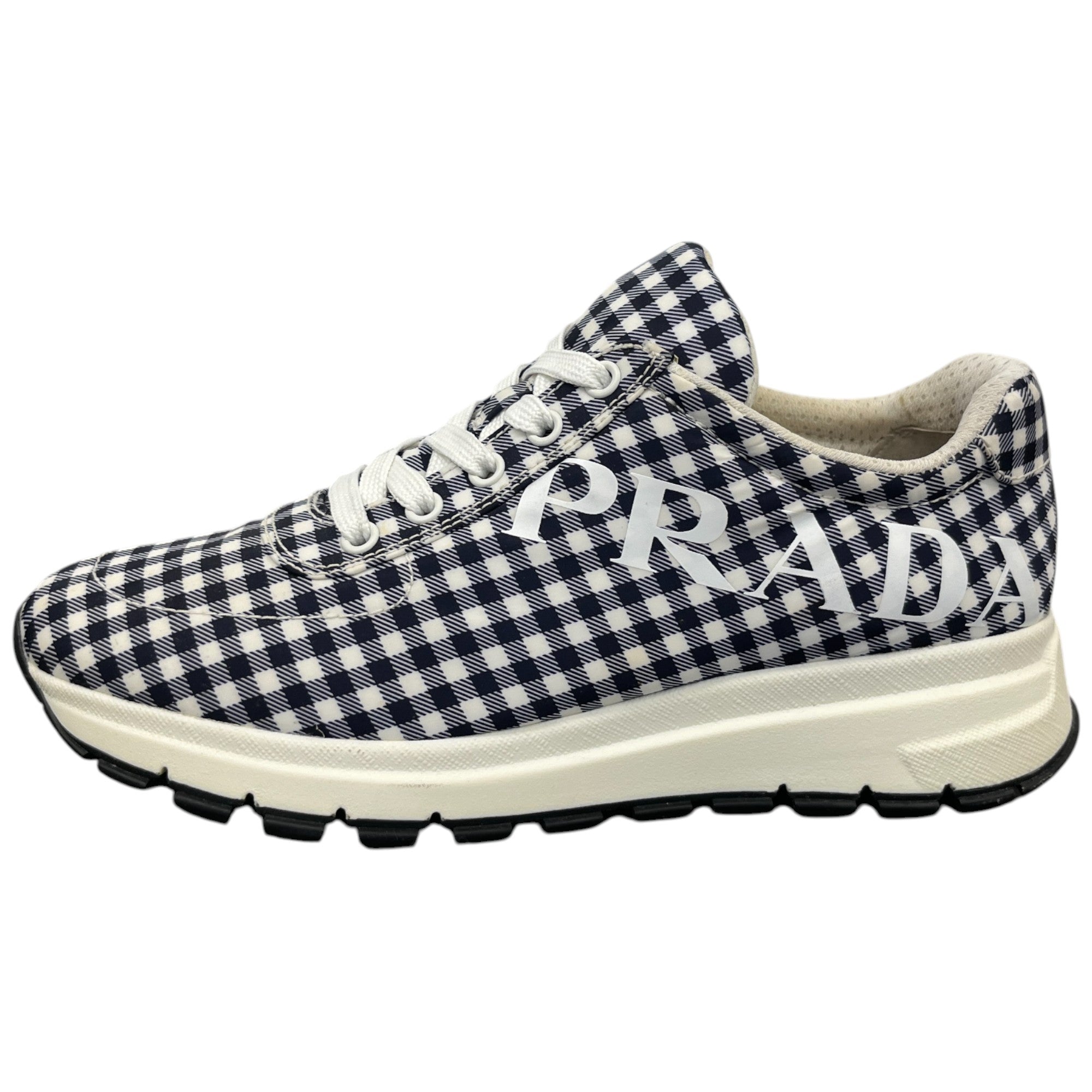 Women's Signature Logo Gingham Low Trainers Navy Size EU 39 / UK 6