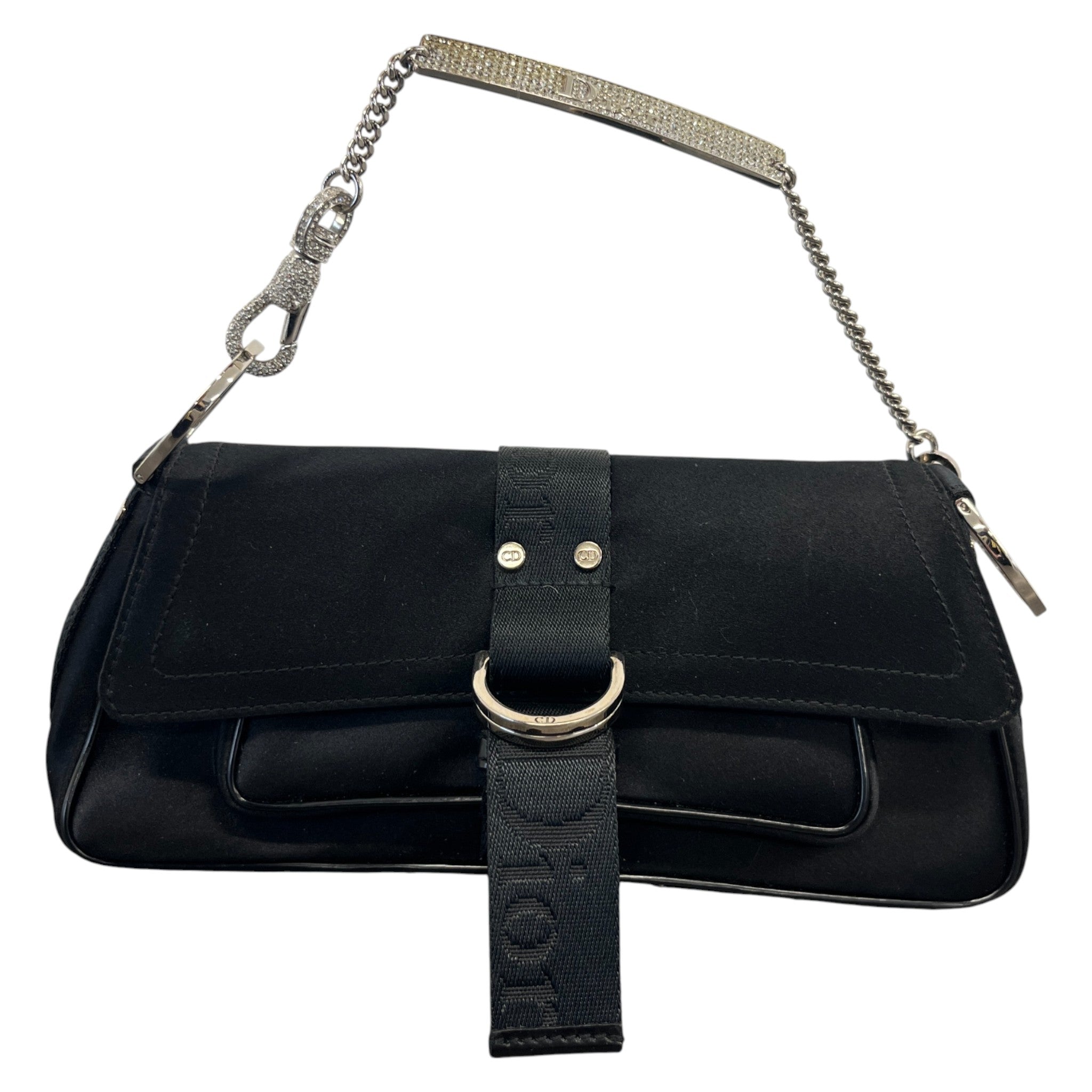 Women's Hardcore Crystal Chain Bag Black