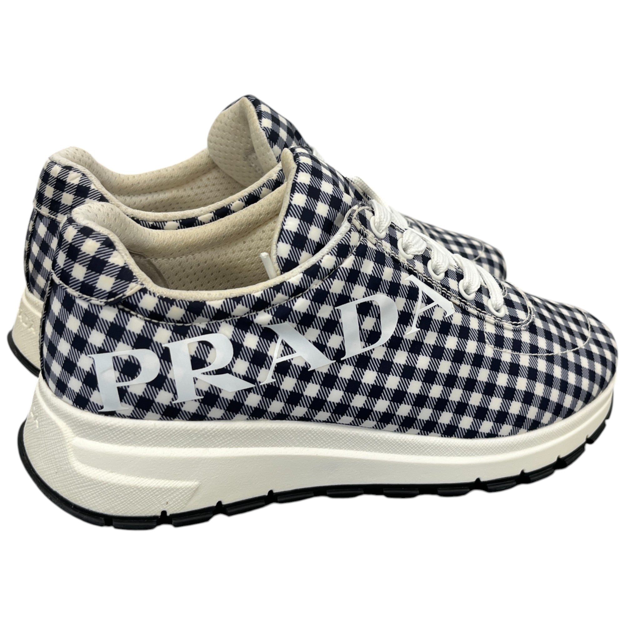 Women's Signature Logo Gingham Low Trainers Navy Size EU 39 / UK 6