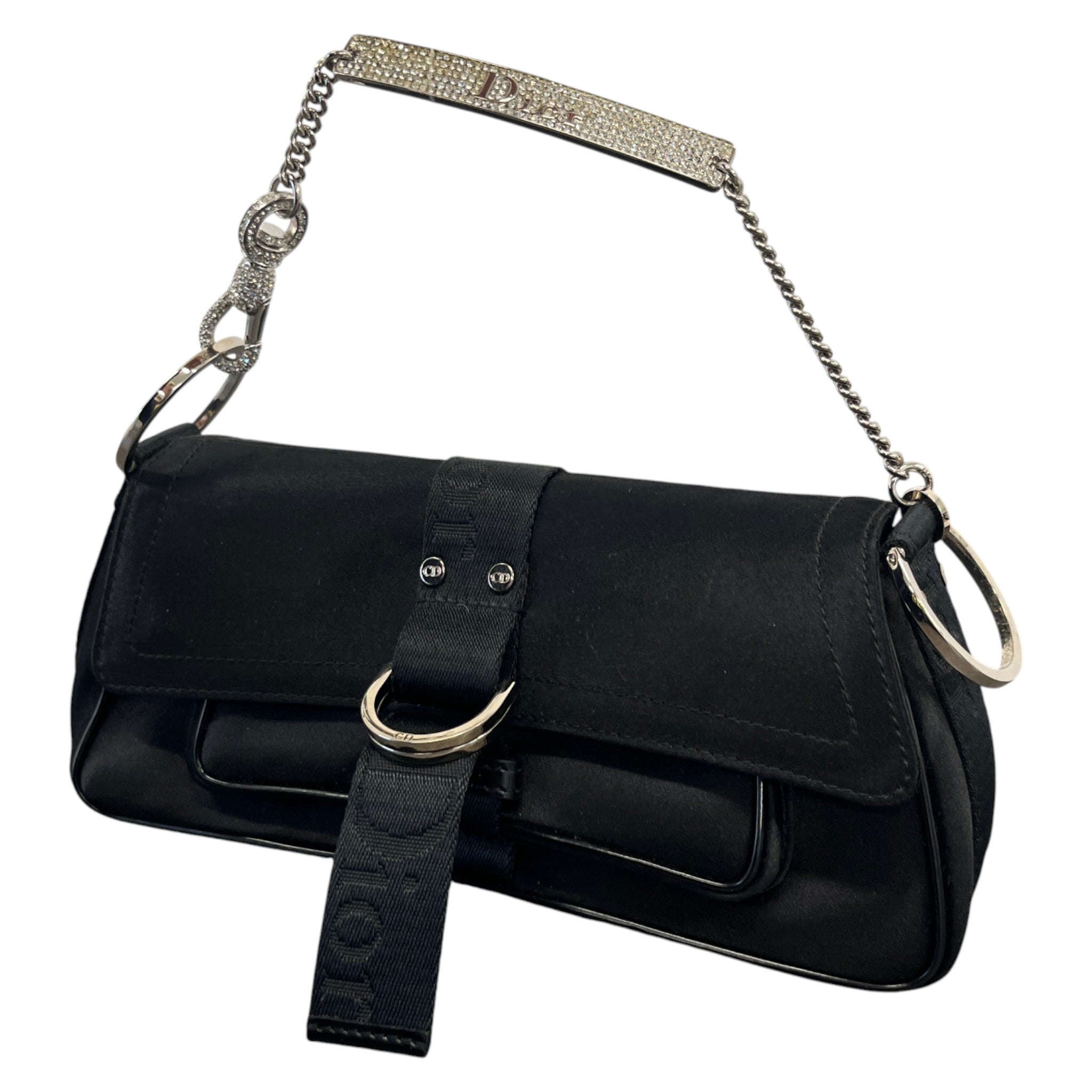 Women's Hardcore Crystal Chain Bag Black