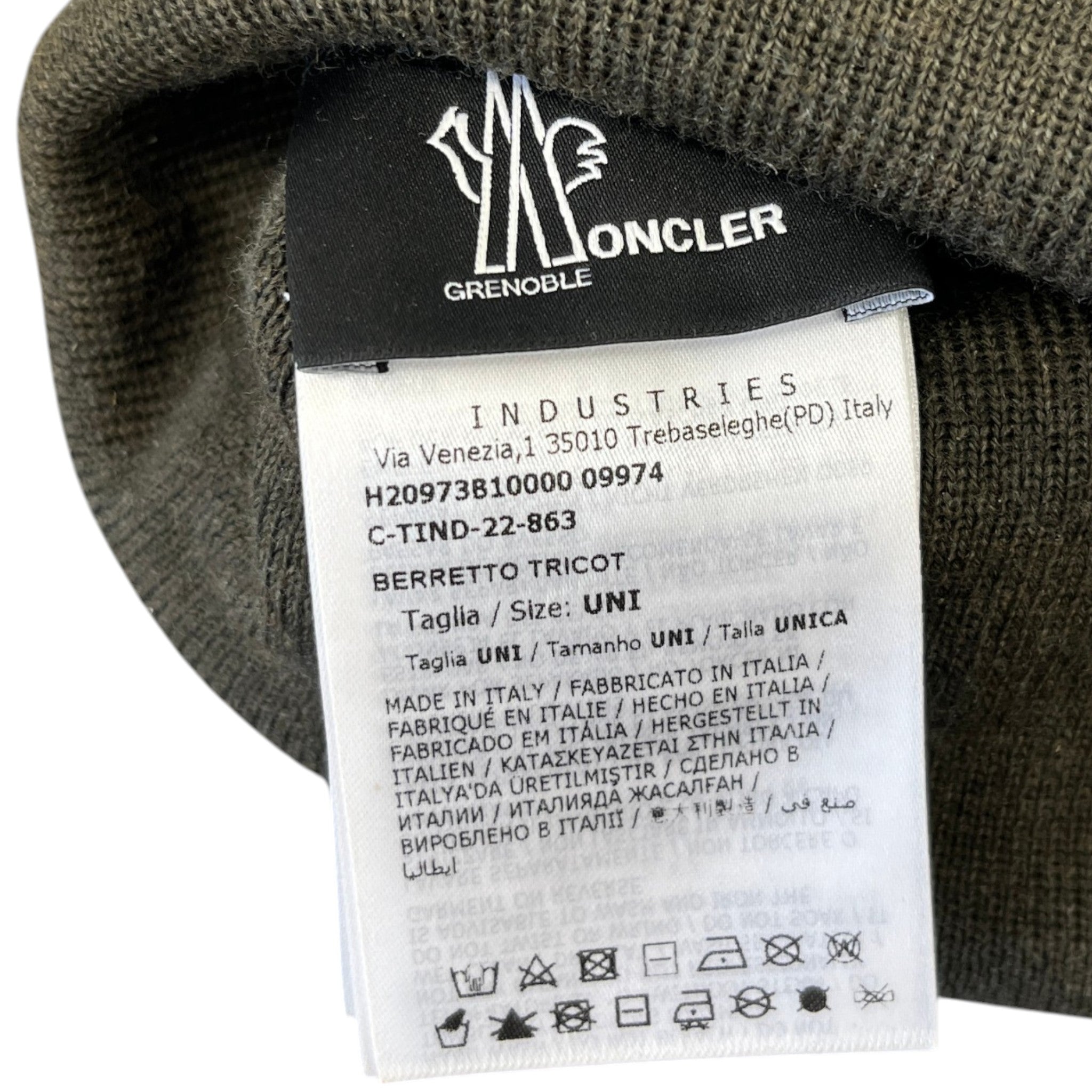 Men's Grenoble Logo Patch Beanie Hat Khaki