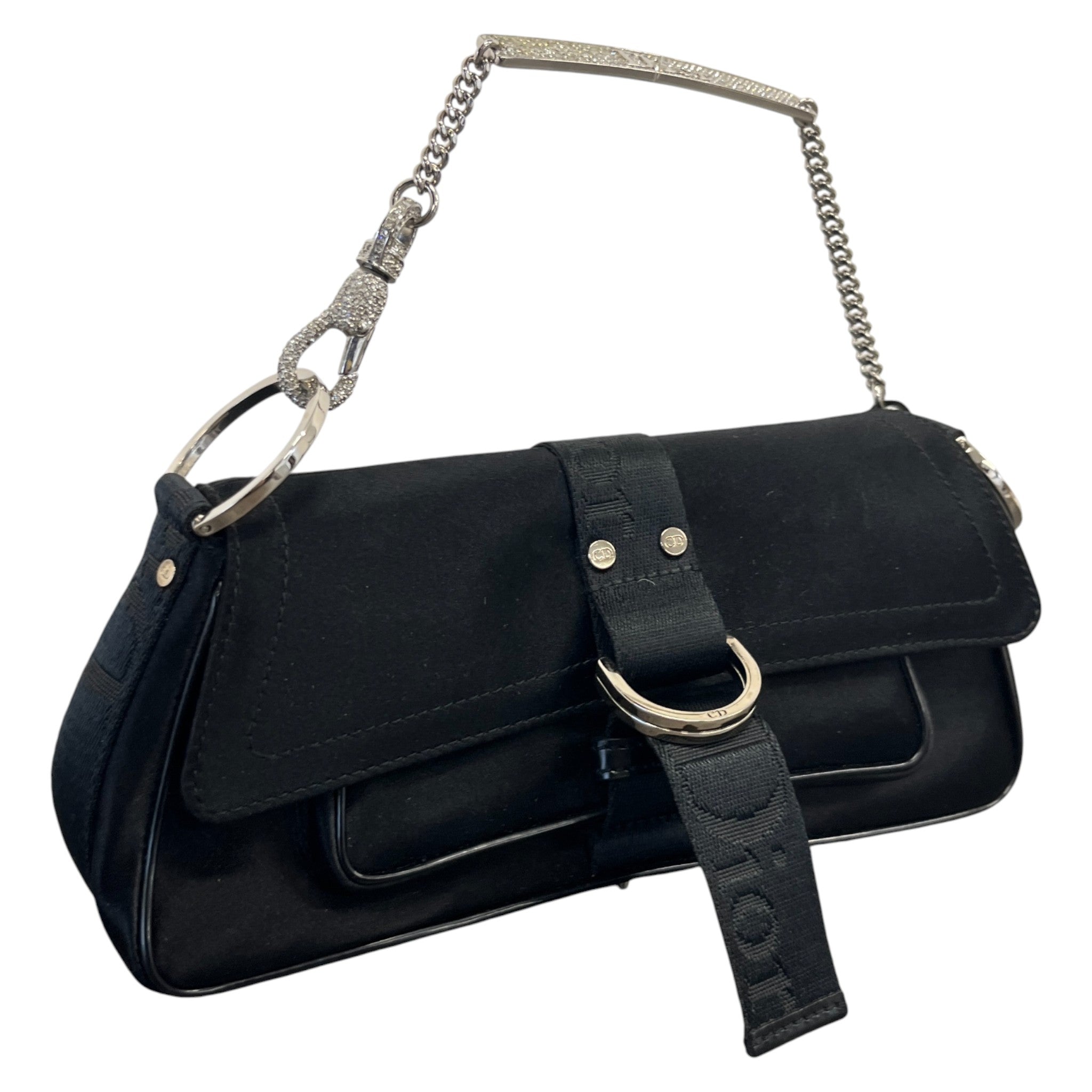 Women's Hardcore Crystal Chain Bag Black