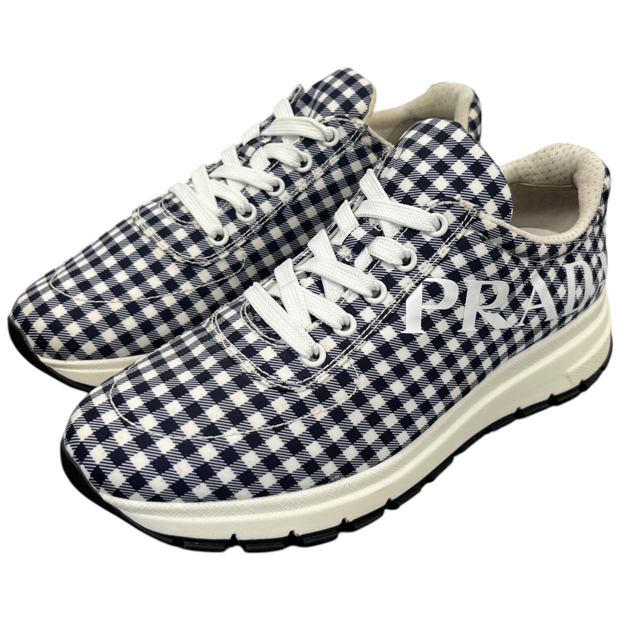 Women's Signature Logo Gingham Low Trainers Navy Size EU 39 / UK 6