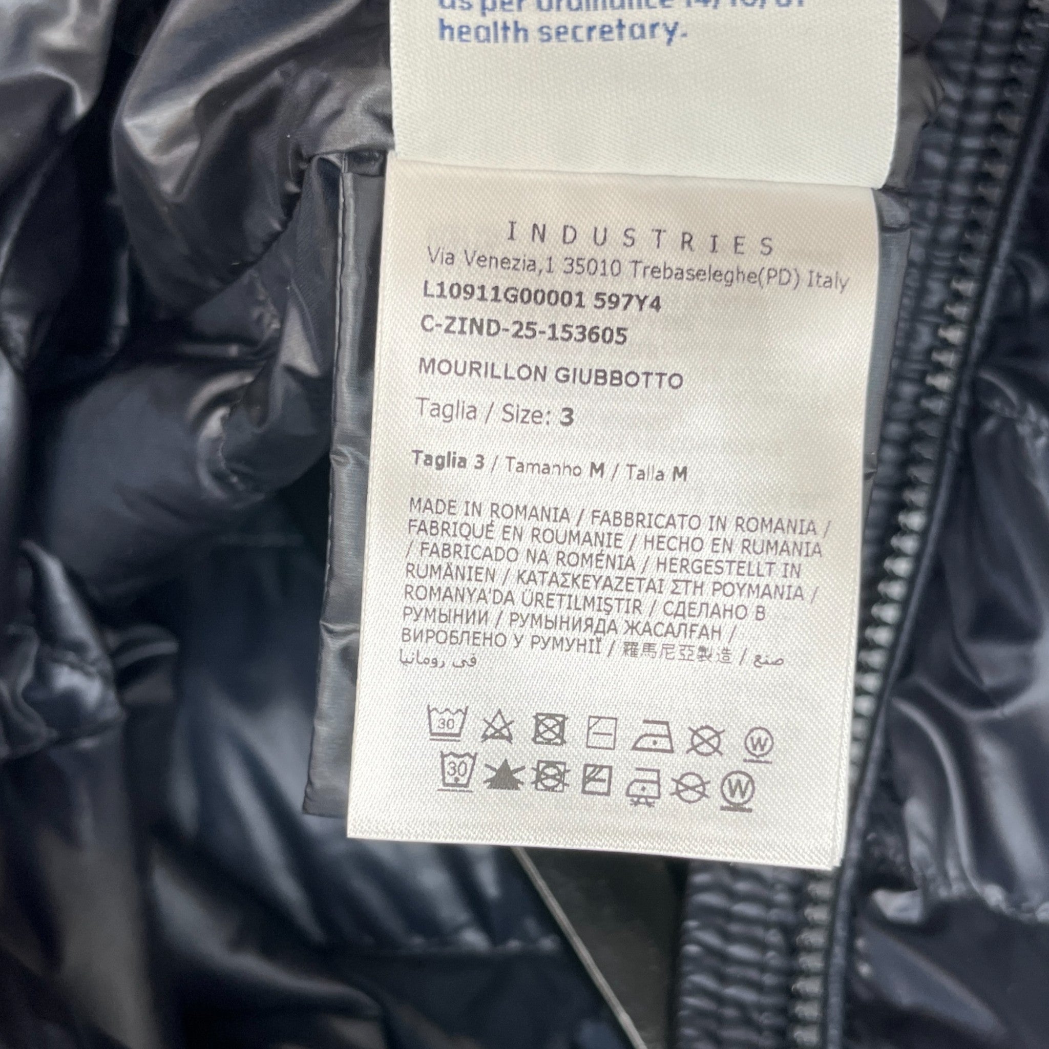 Men's Mourillon Down Jacket Navy Size 3 / L