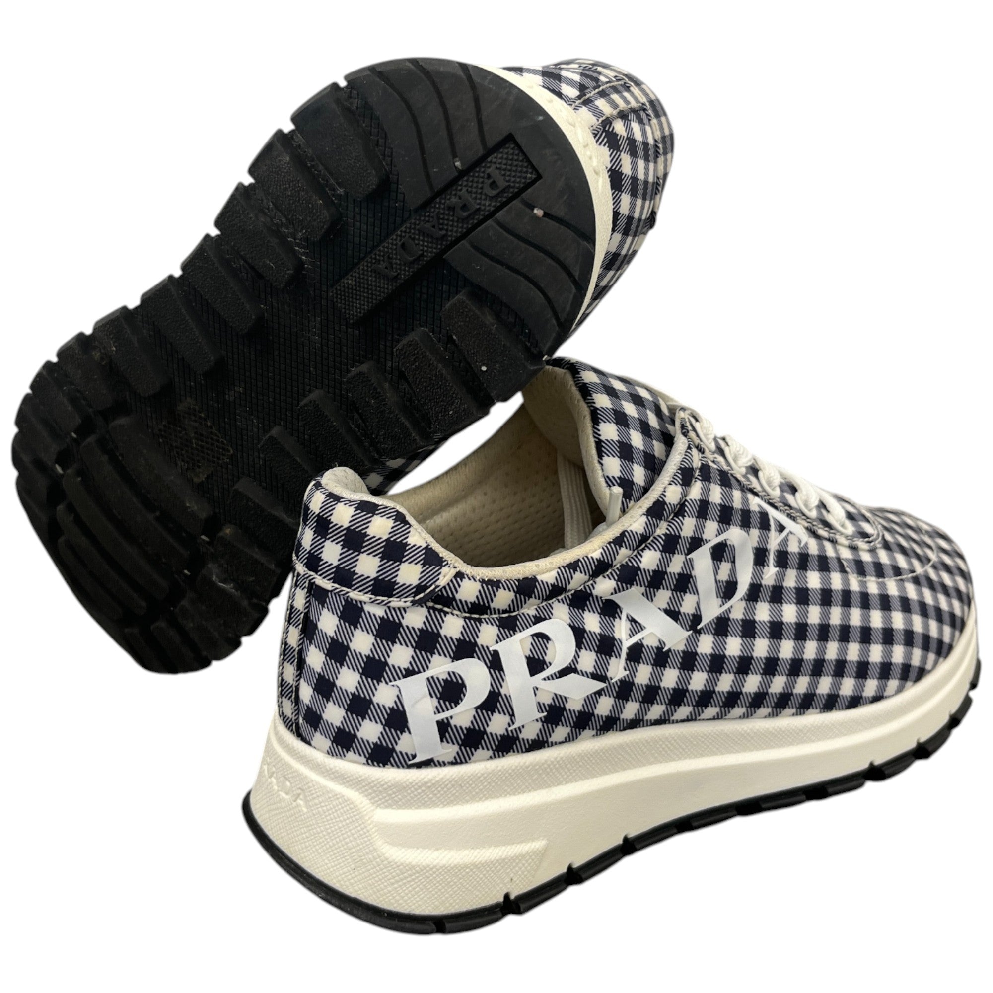 Women's Signature Logo Gingham Low Trainers Navy Size EU 39 / UK 6