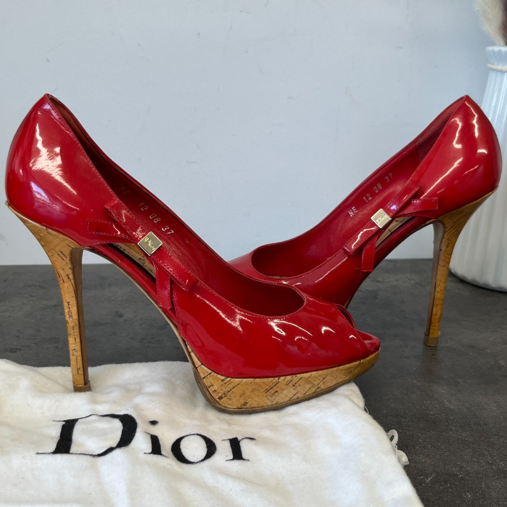 Women's Bow Peep Toe Heels Red Size EU 37 / UK 4