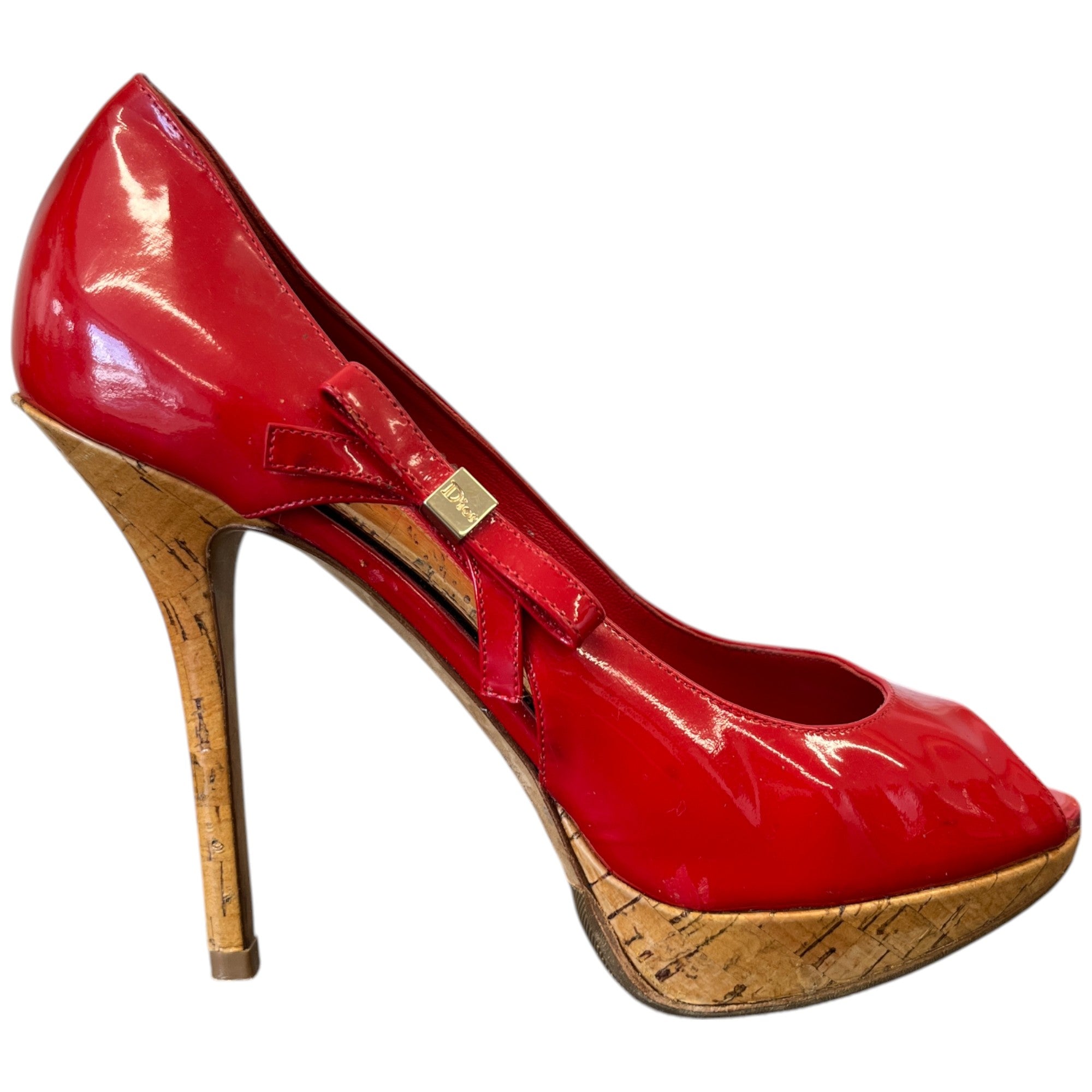 Women's Bow Peep Toe Heels Red Size EU 37 / UK 4