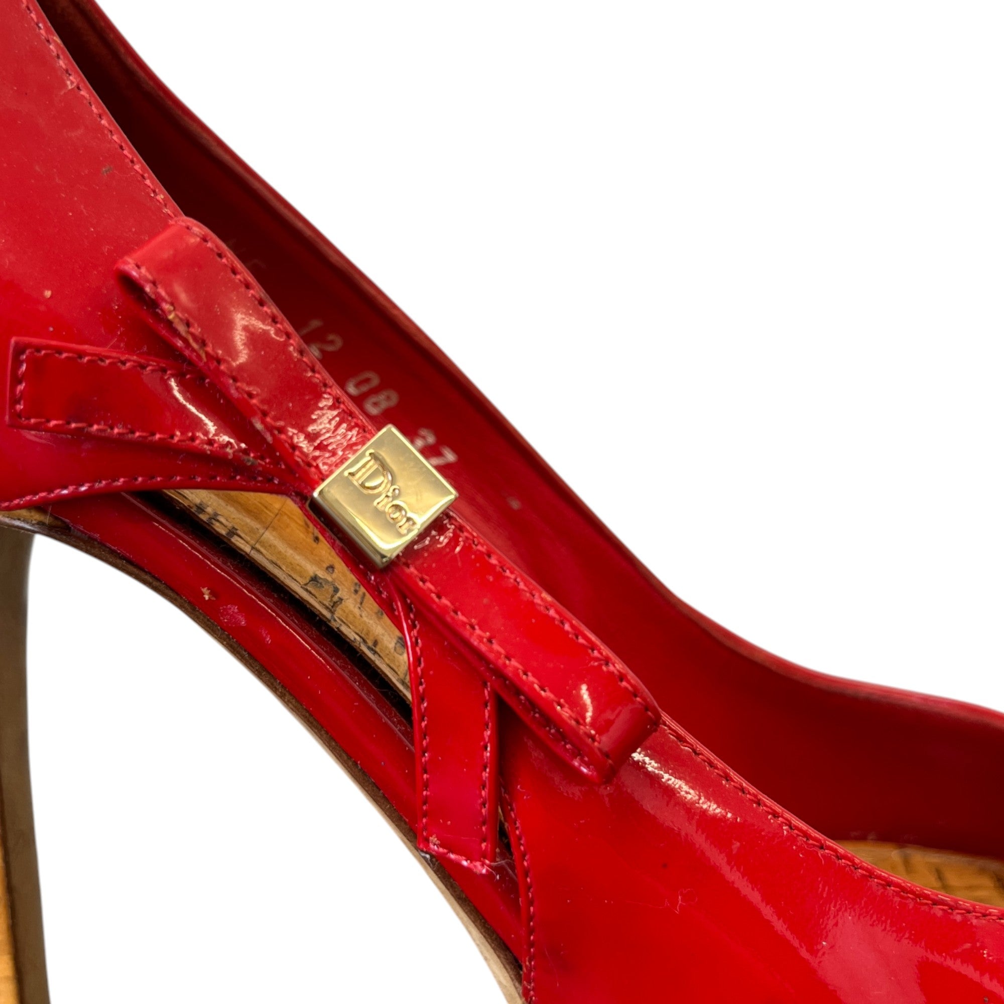 Women's Bow Peep Toe Heels Red Size EU 37 / UK 4