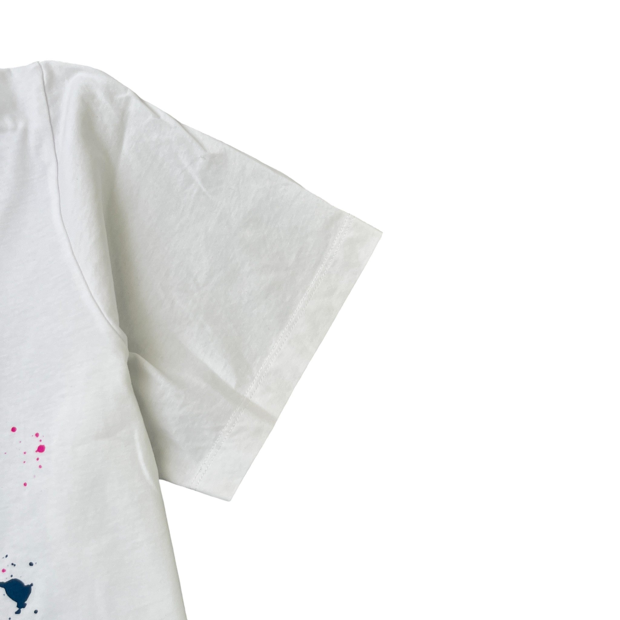 Men's Paint Splatter Logo Print T-Shirt White Size XXL