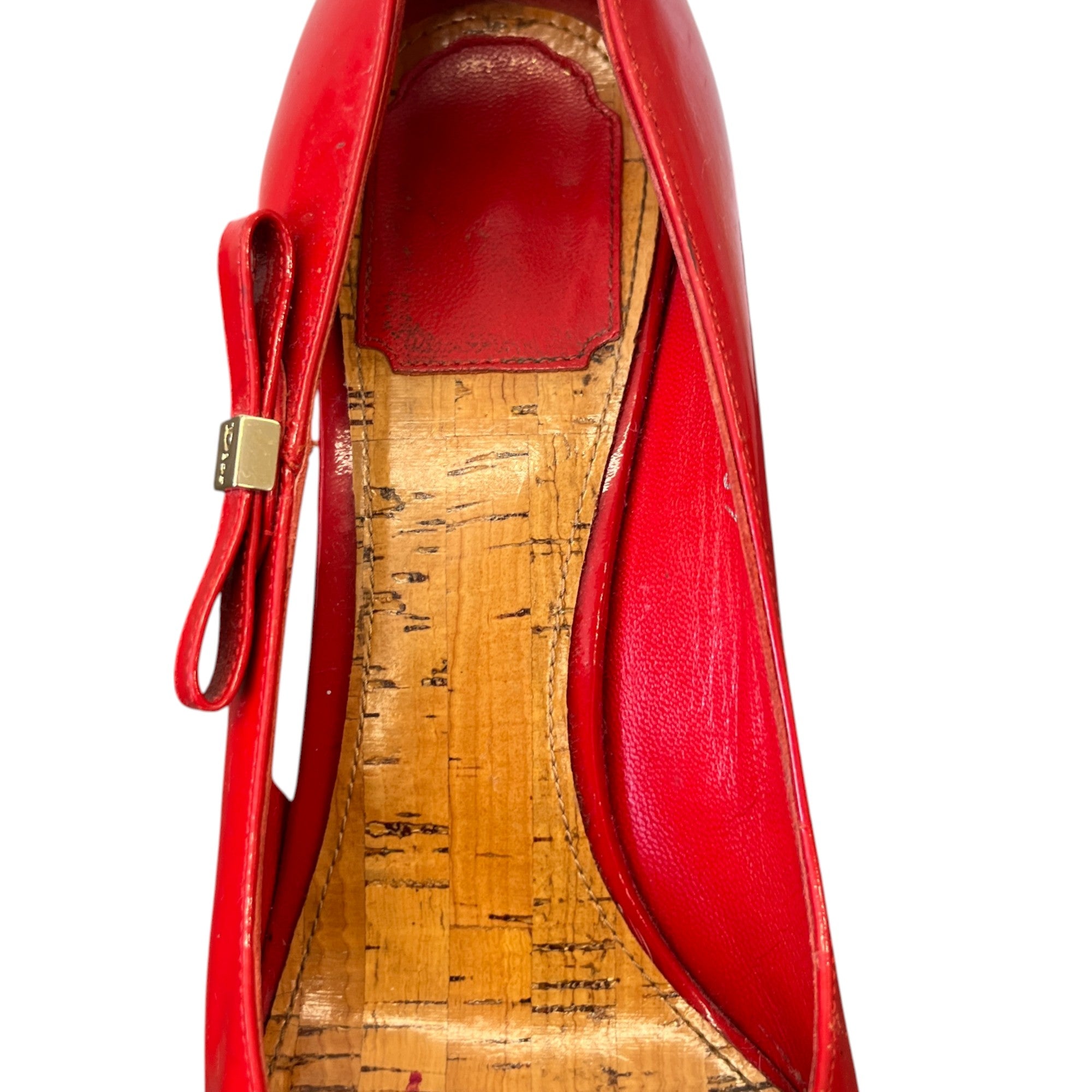 Women's Bow Peep Toe Heels Red Size EU 37 / UK 4