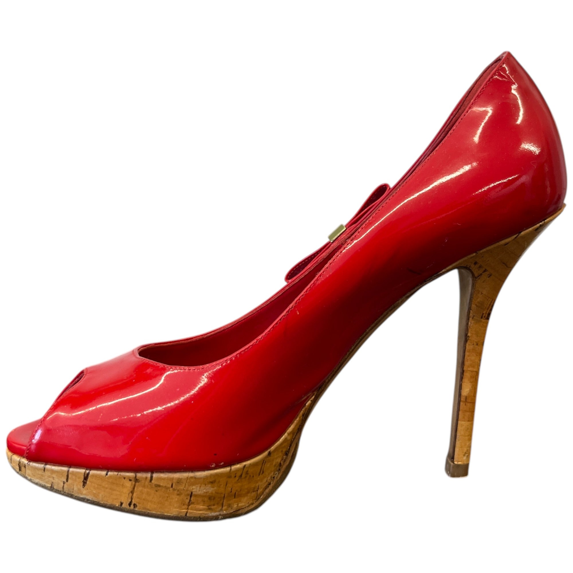 Women's Bow Peep Toe Heels Red Size EU 37 / UK 4