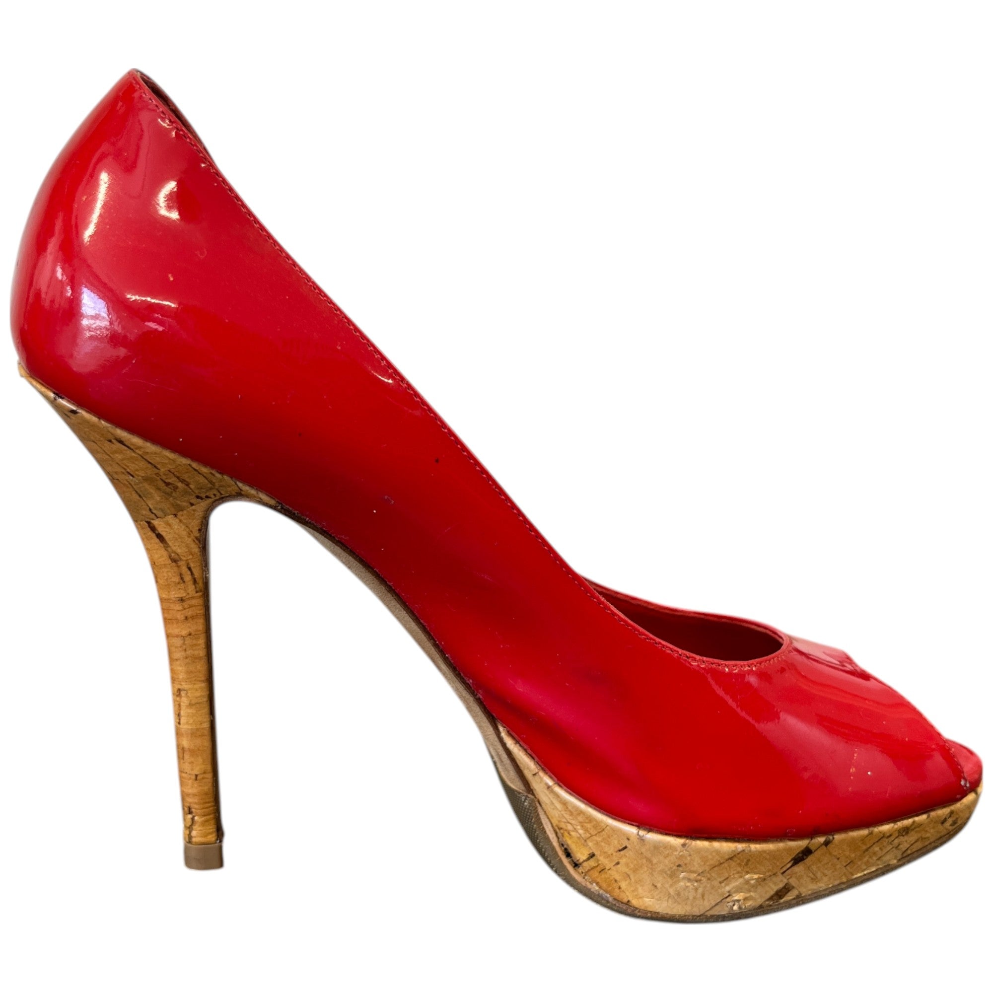 Women's Bow Peep Toe Heels Red Size EU 37 / UK 4