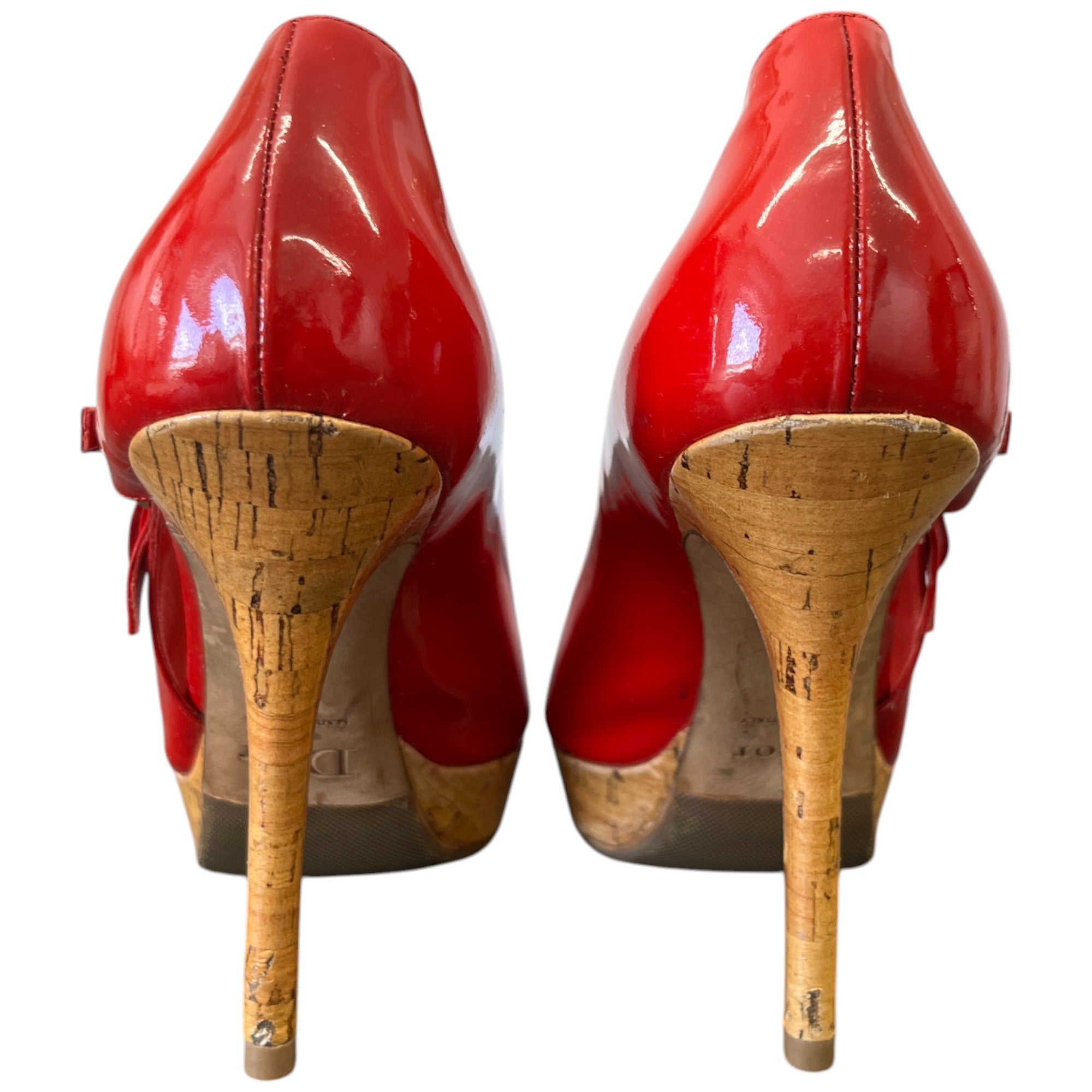 Women's Bow Peep Toe Heels Red Size EU 37 / UK 4