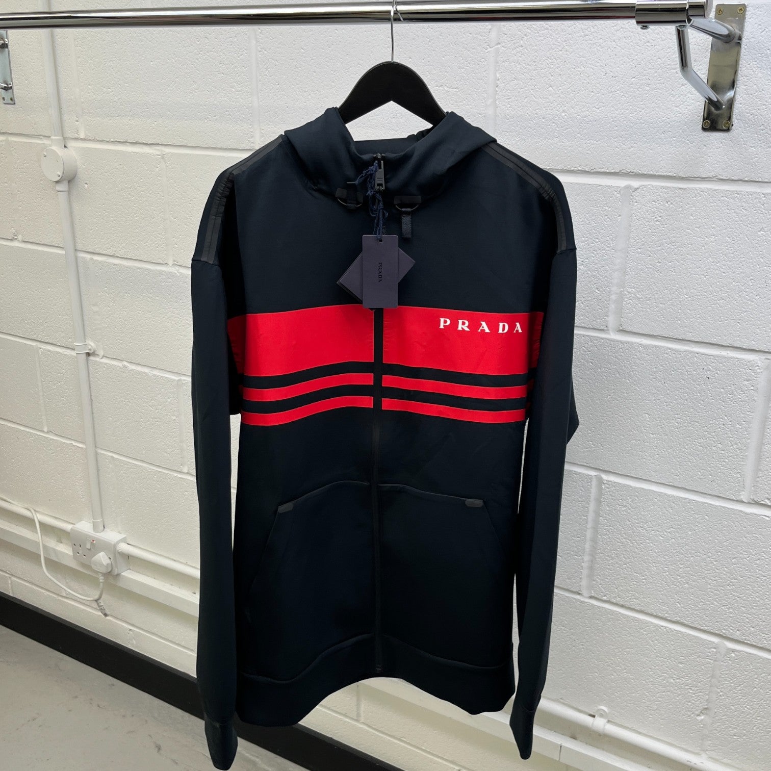 Men's Printed Technical Fabric Jacket Black Size XXL