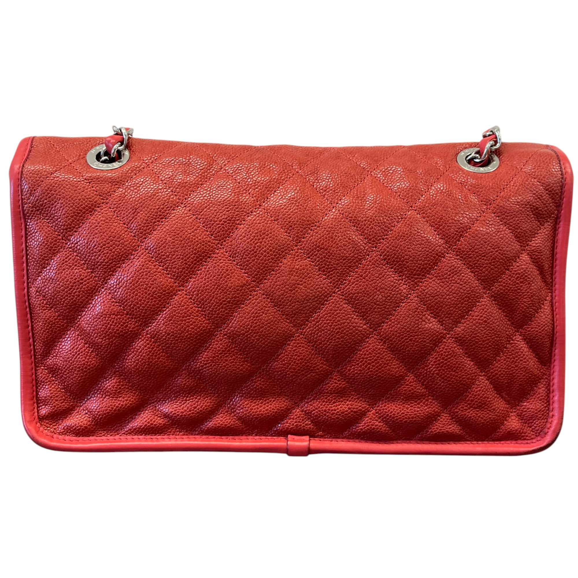 Women's Cc Quilted Caviar French Riviera Flap Handbag Burnt Orange