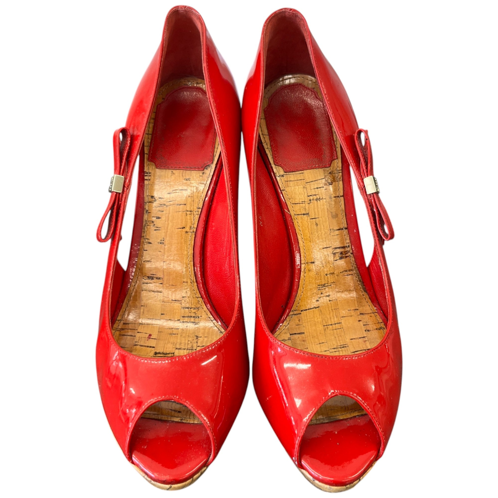 Women's Bow Peep Toe Heels Red Size EU 37 / UK 4