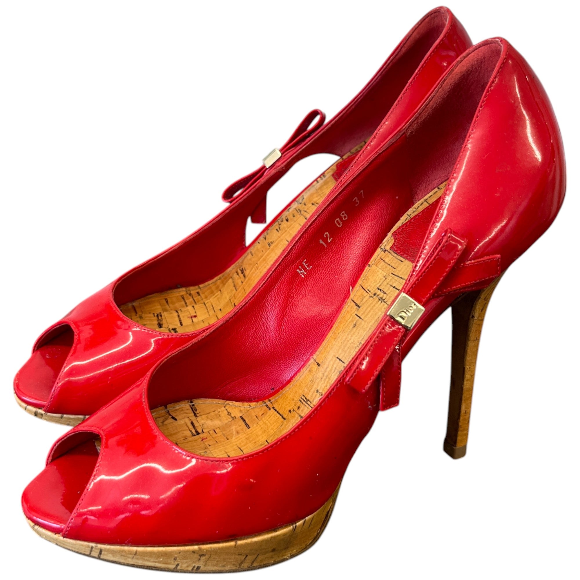 Women's Bow Peep Toe Heels Red Size EU 37 / UK 4