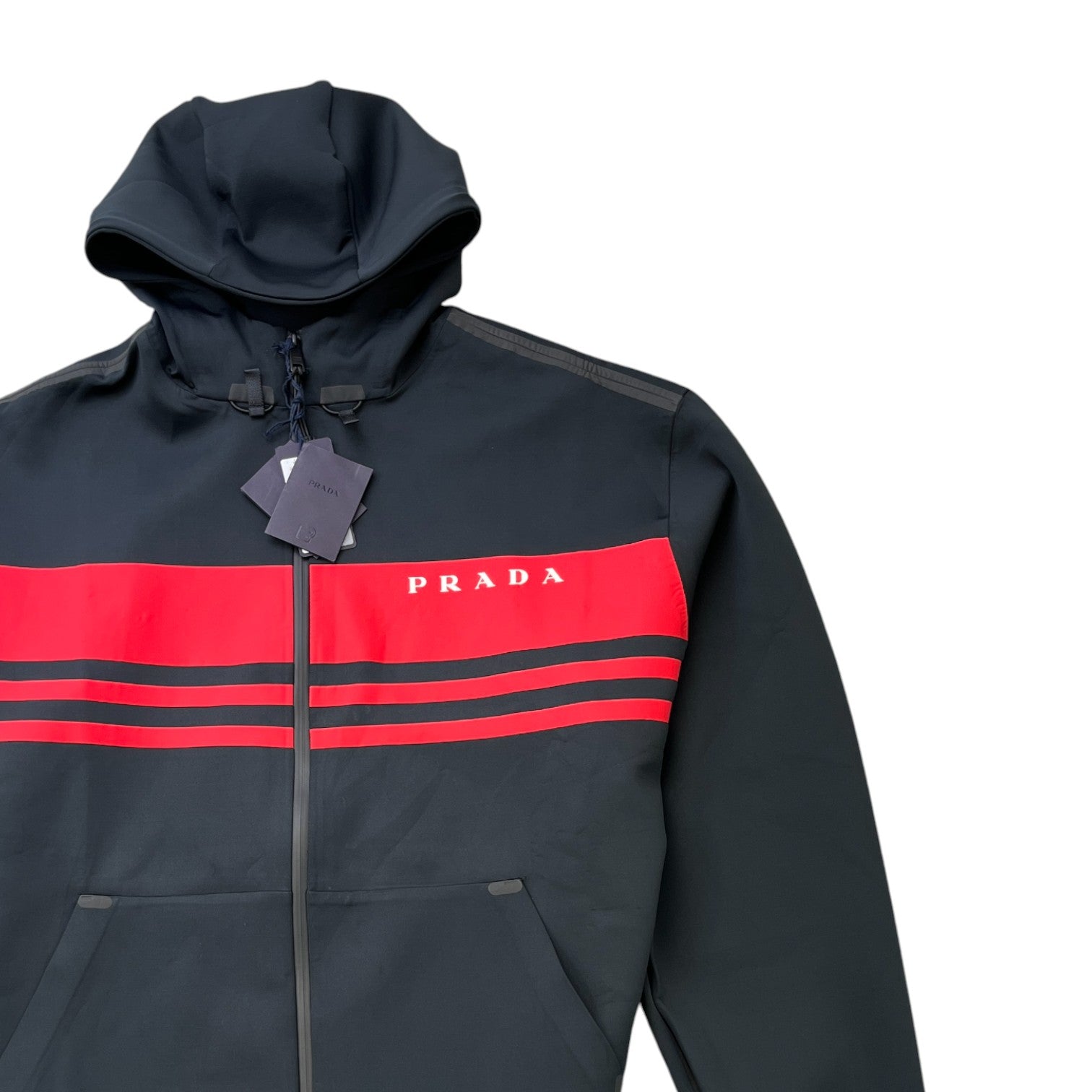 Men's Printed Technical Fabric Jacket Black Size XXL