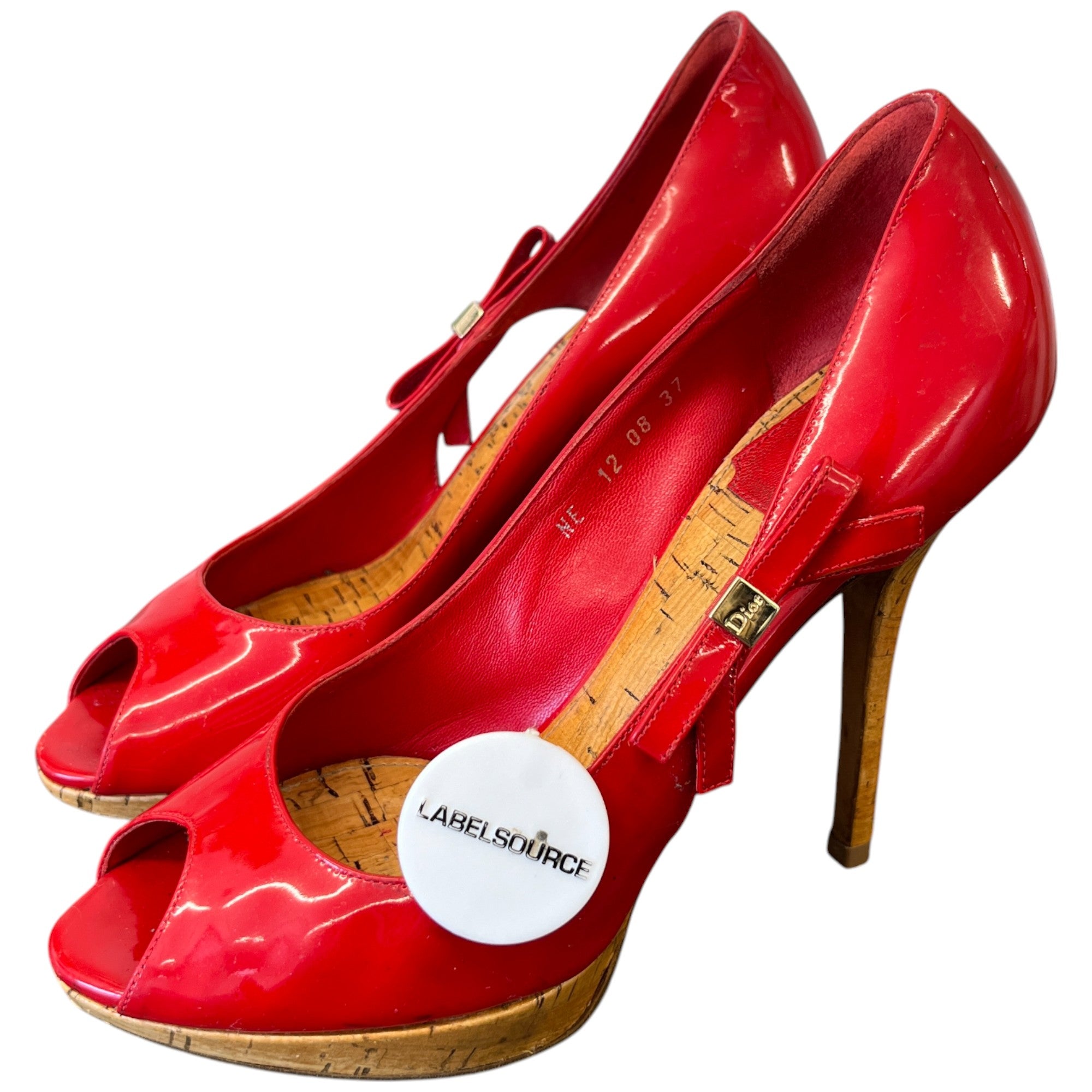Women's Bow Peep Toe Heels Red Size EU 37 / UK 4