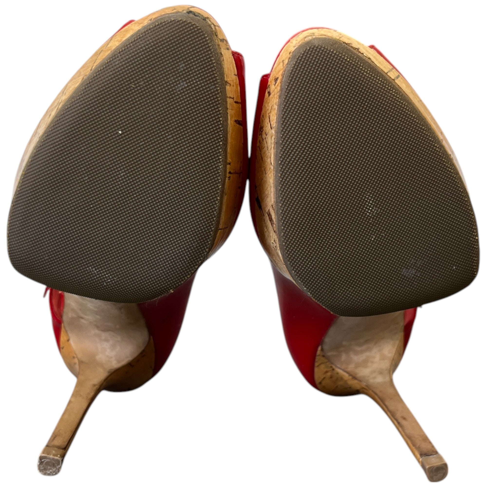 Women's Bow Peep Toe Heels Red Size EU 37 / UK 4