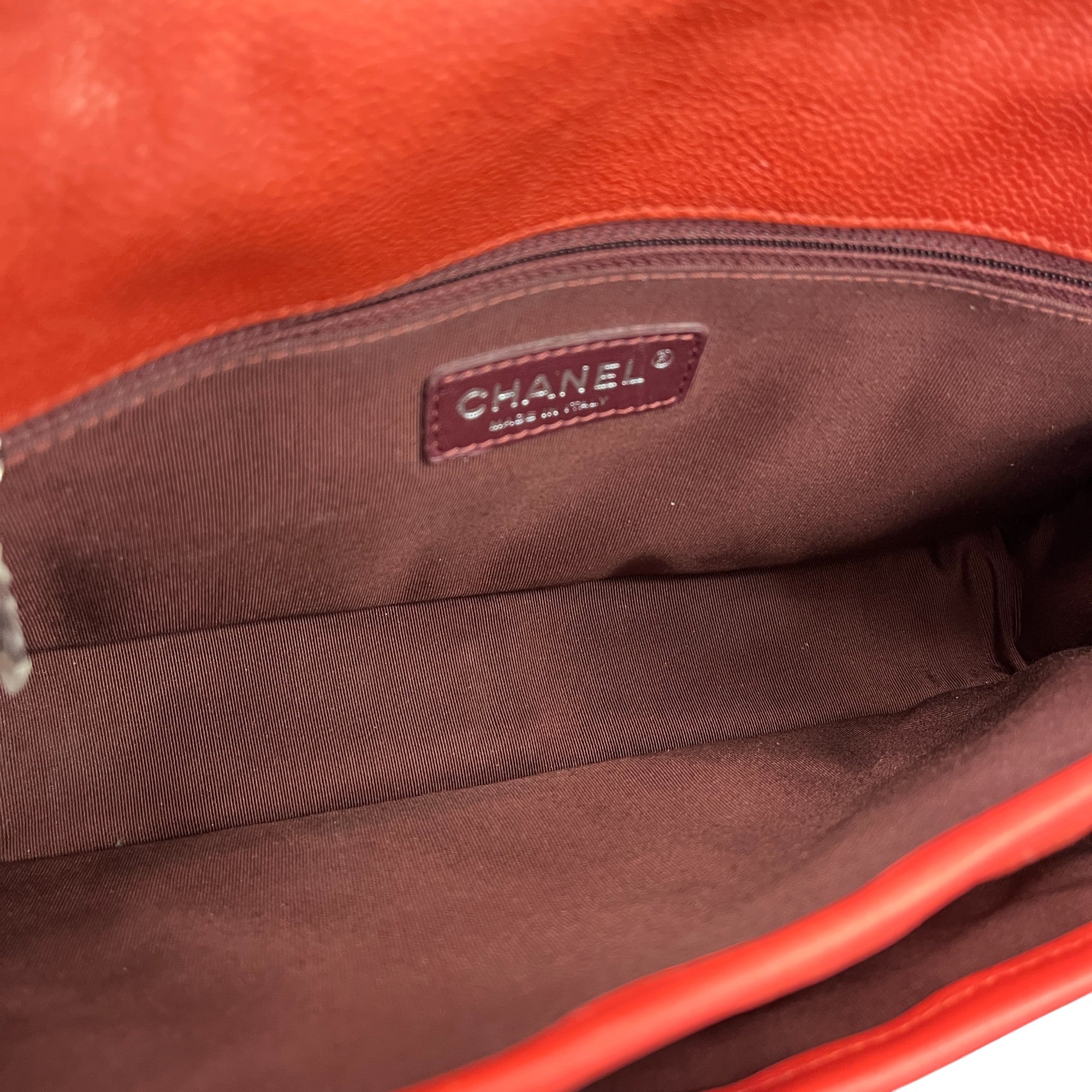 Women's Cc Quilted Caviar French Riviera Flap Handbag Burnt Orange