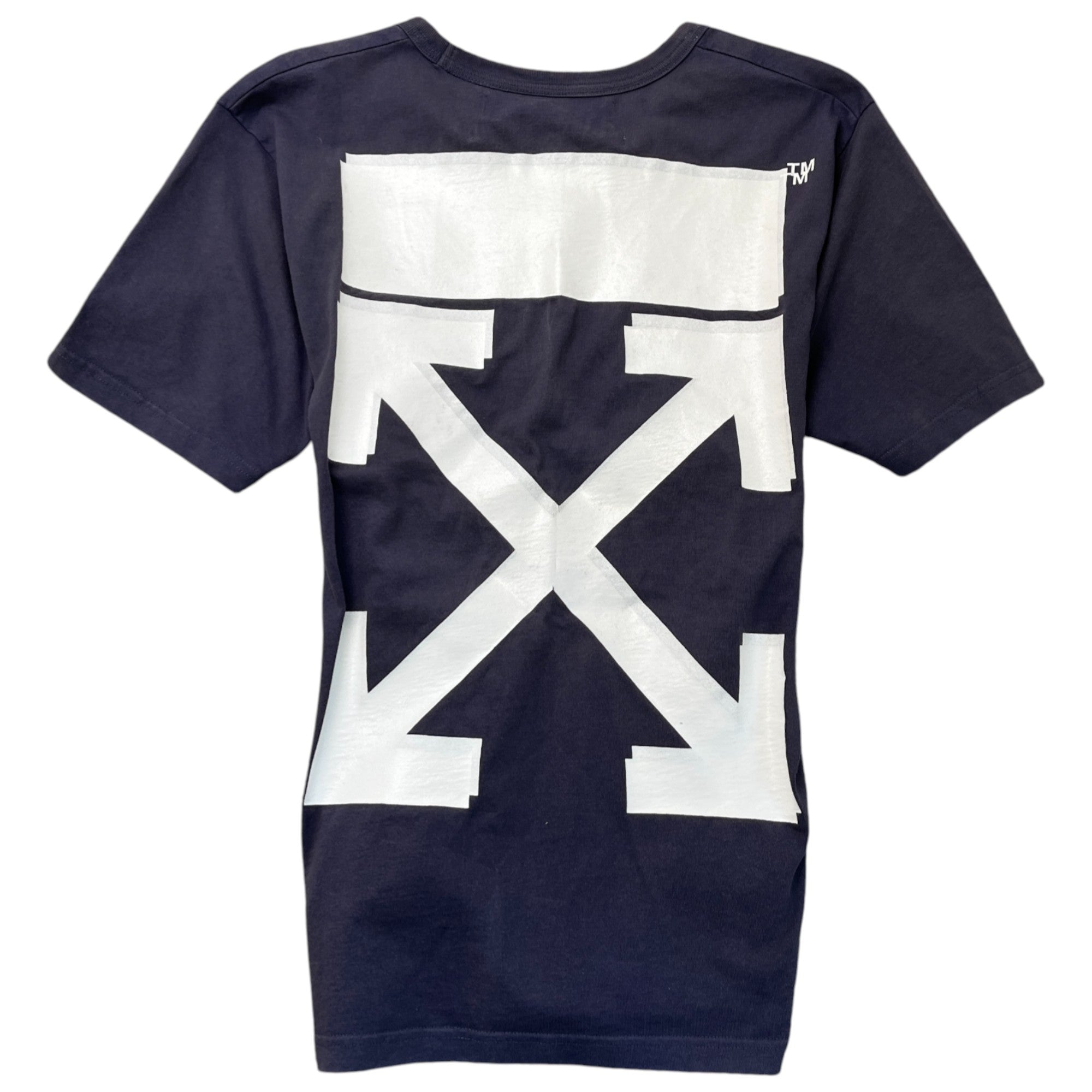 Men's Off White X Champion Logo T-Shirt Navy Size XS