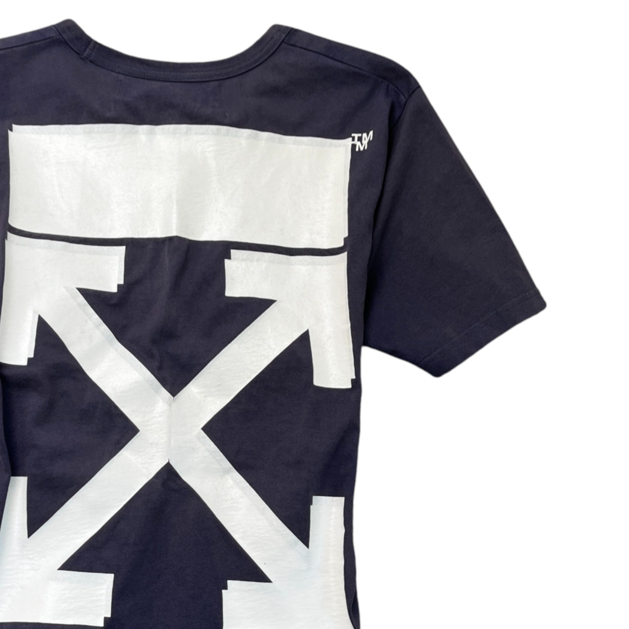 Men's Off White X Champion Logo T-Shirt Navy Size XS