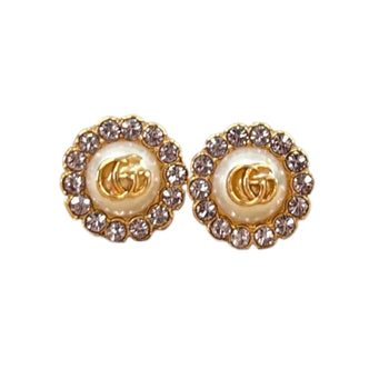 Women's Double G Flower Stud Earrings Gold