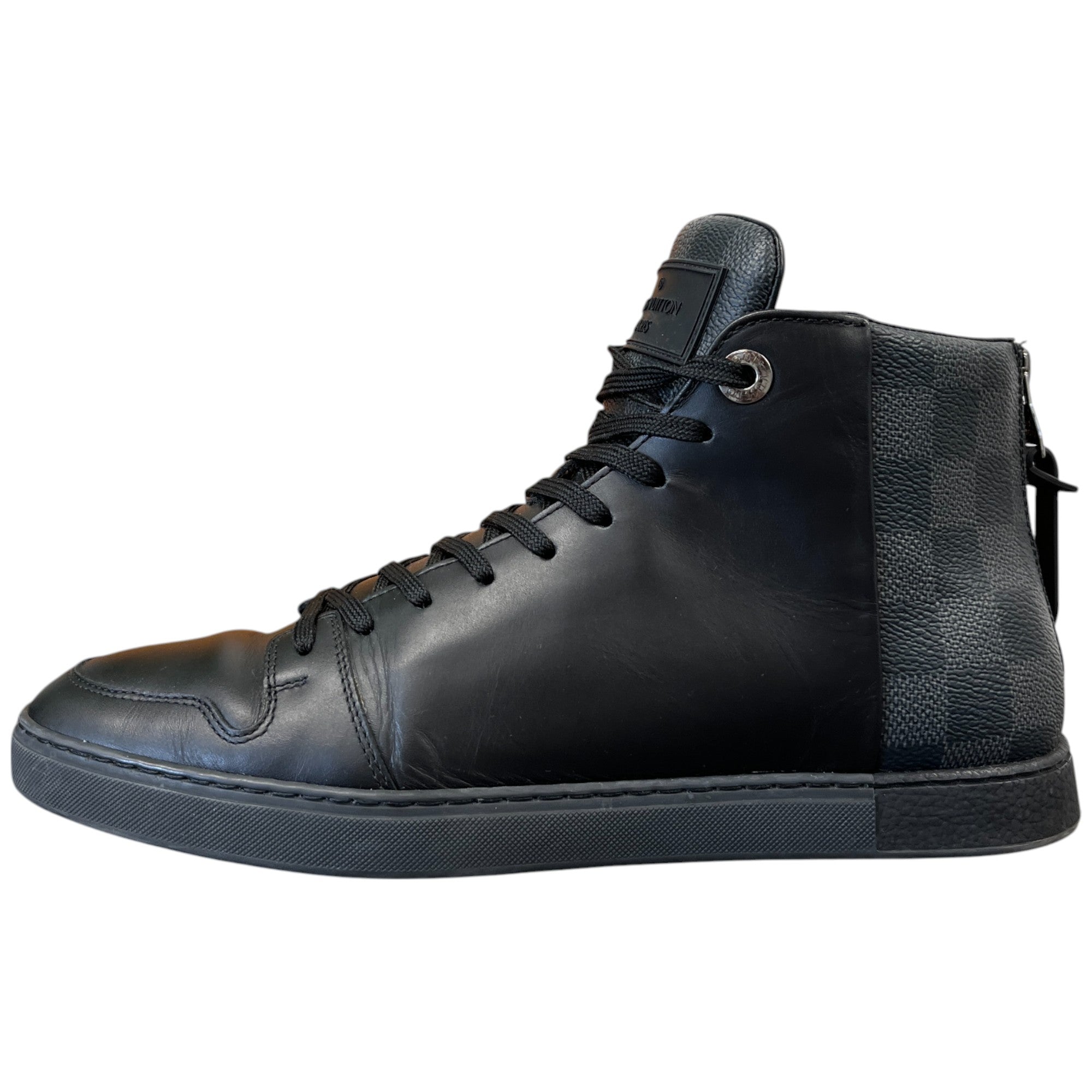 Men's Damier High Trainers Black Size EU 39 / UK 5