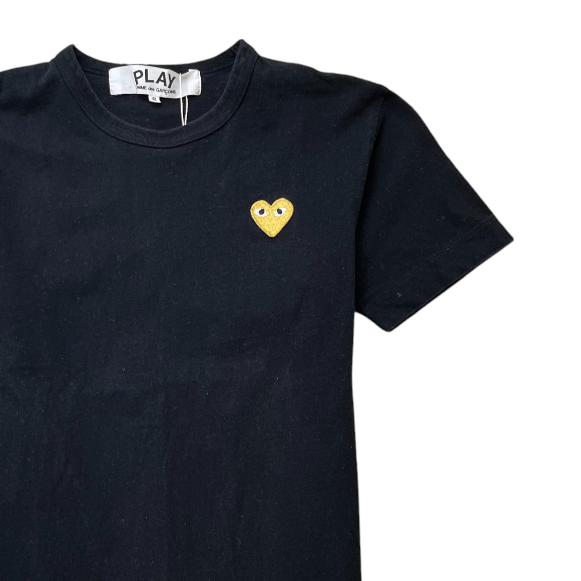 Men's Metallic Embroidered Heart T-Shirt Black Size S