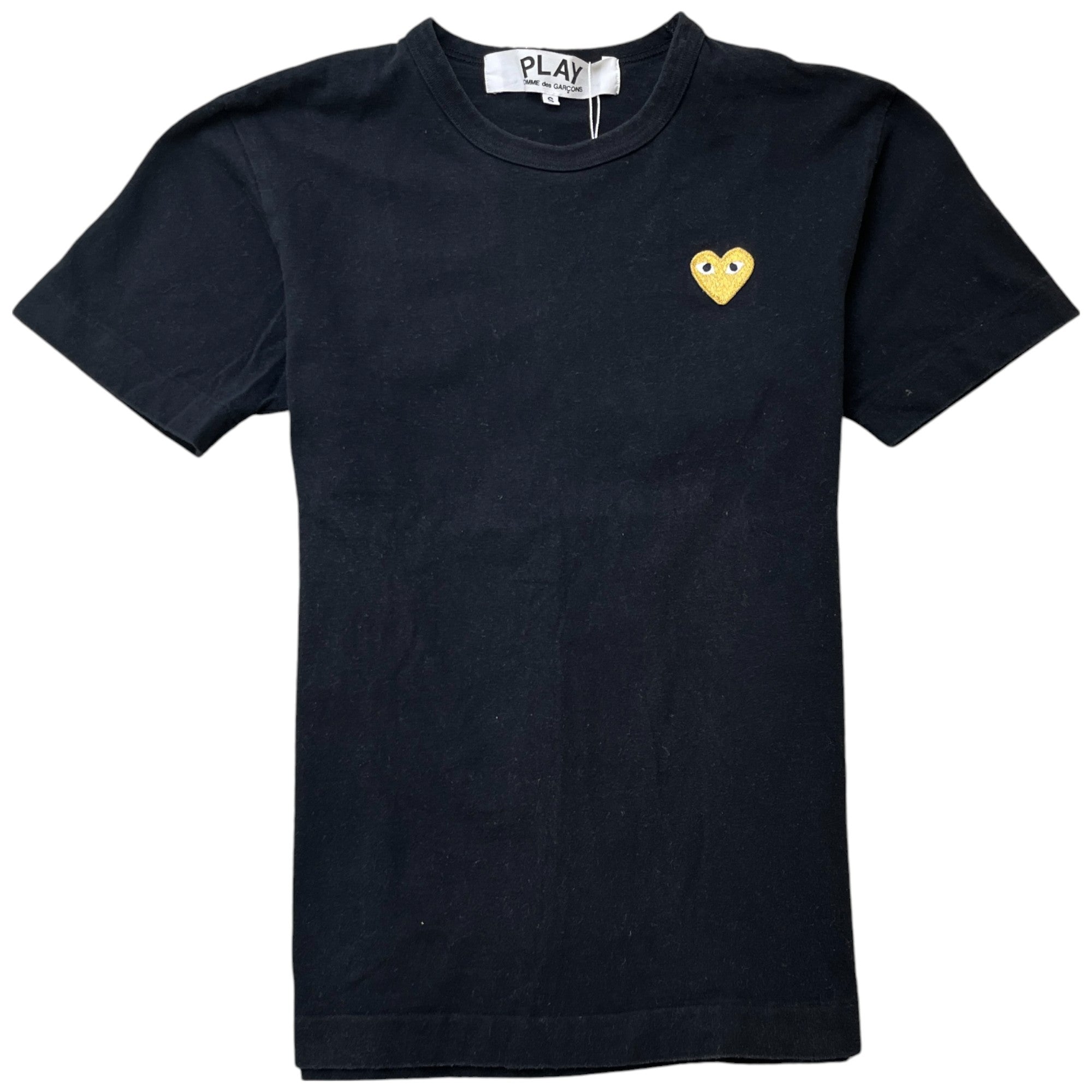 Men's Metallic Embroidered Heart T-Shirt Black Size S