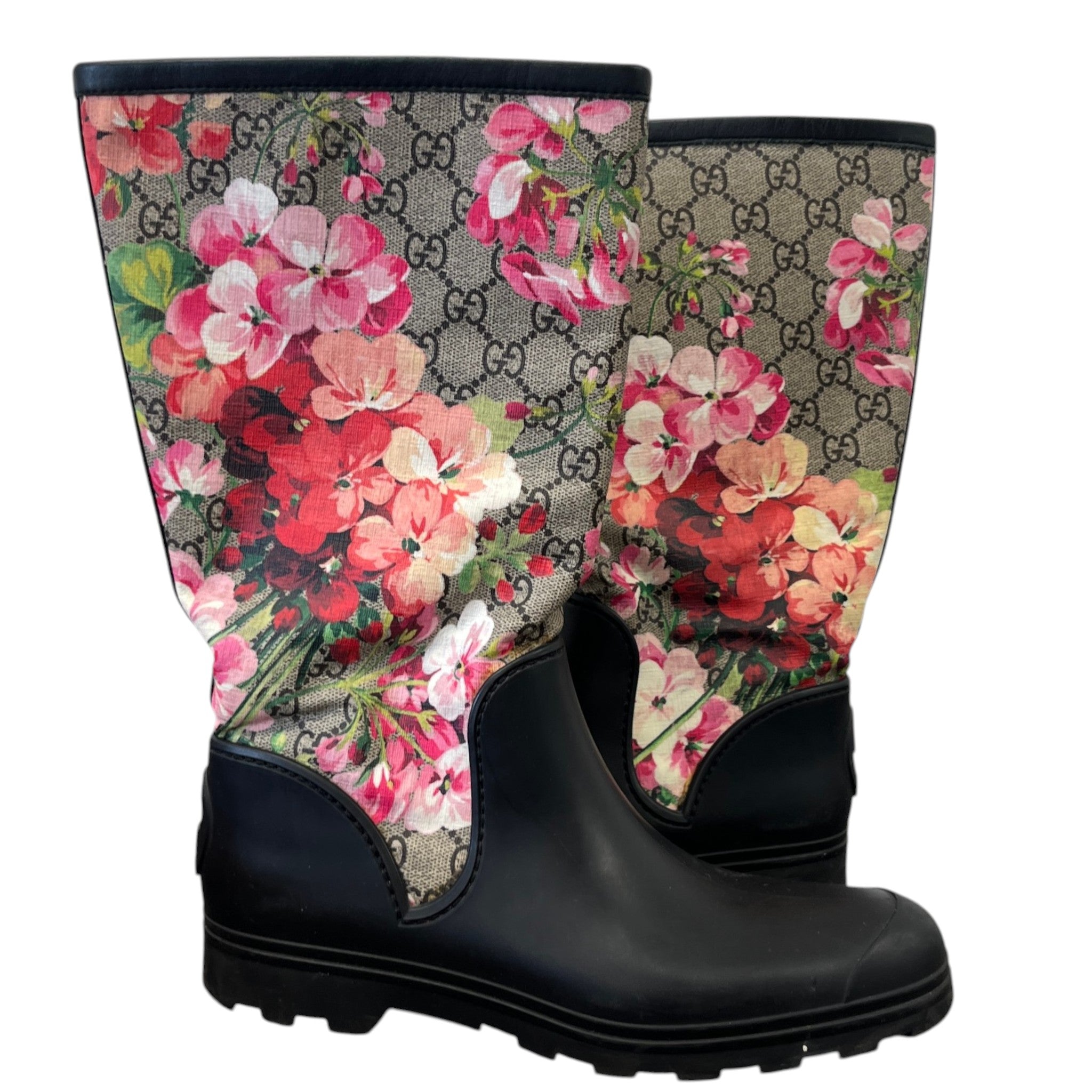 Women's Gg Blooms Rain Boots Black Size EU 38 / UK 5