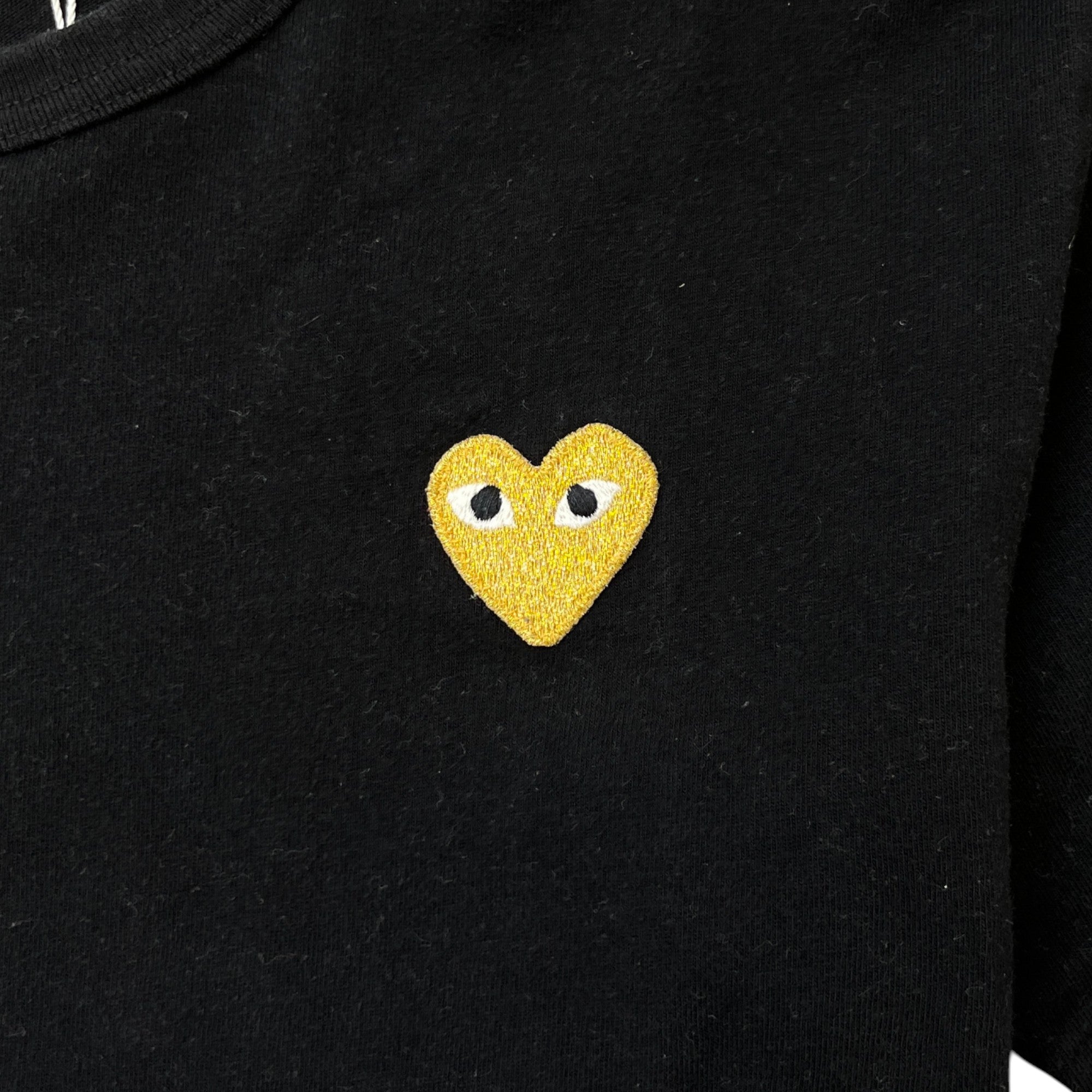 Men's Metallic Embroidered Heart T-Shirt Black Size S