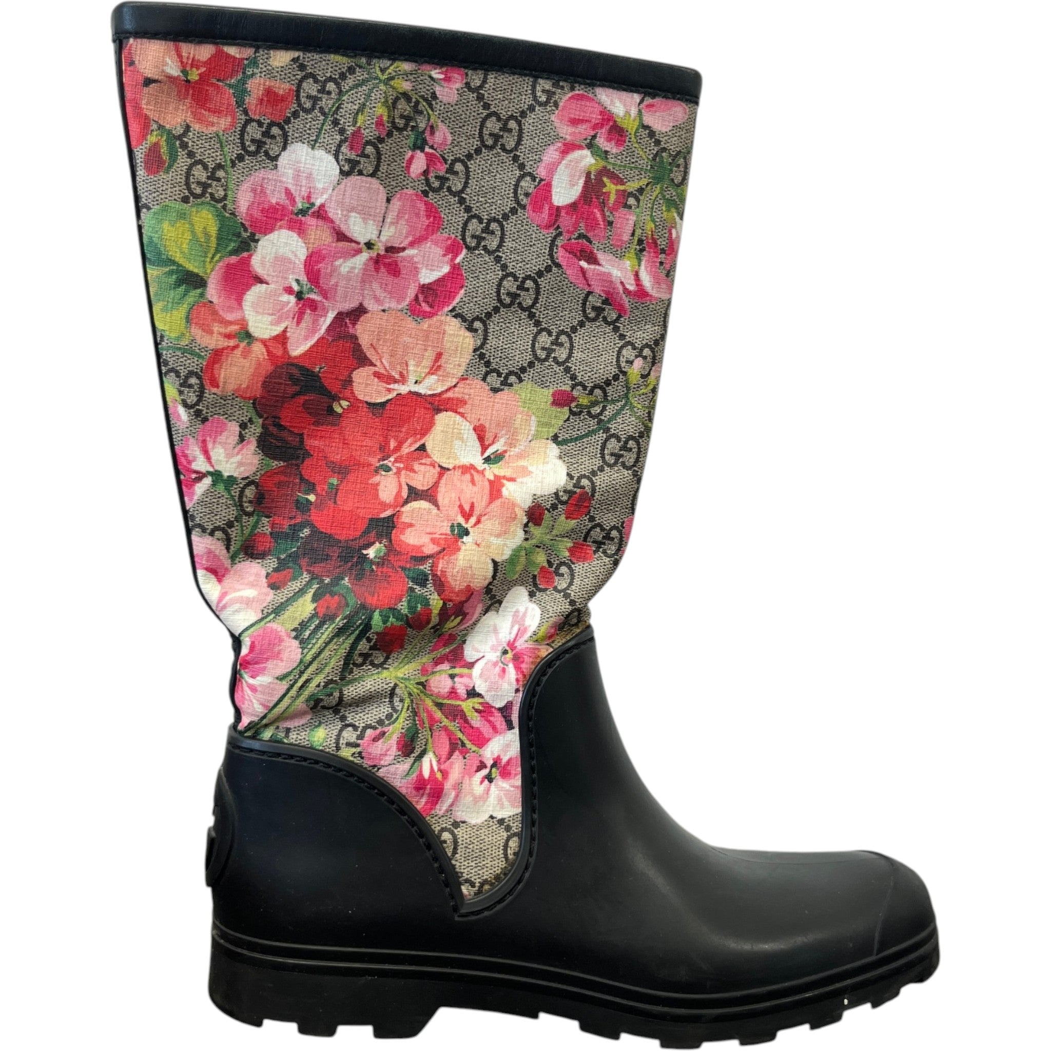 Women's Gg Blooms Rain Boots Black Size EU 38 / UK 5