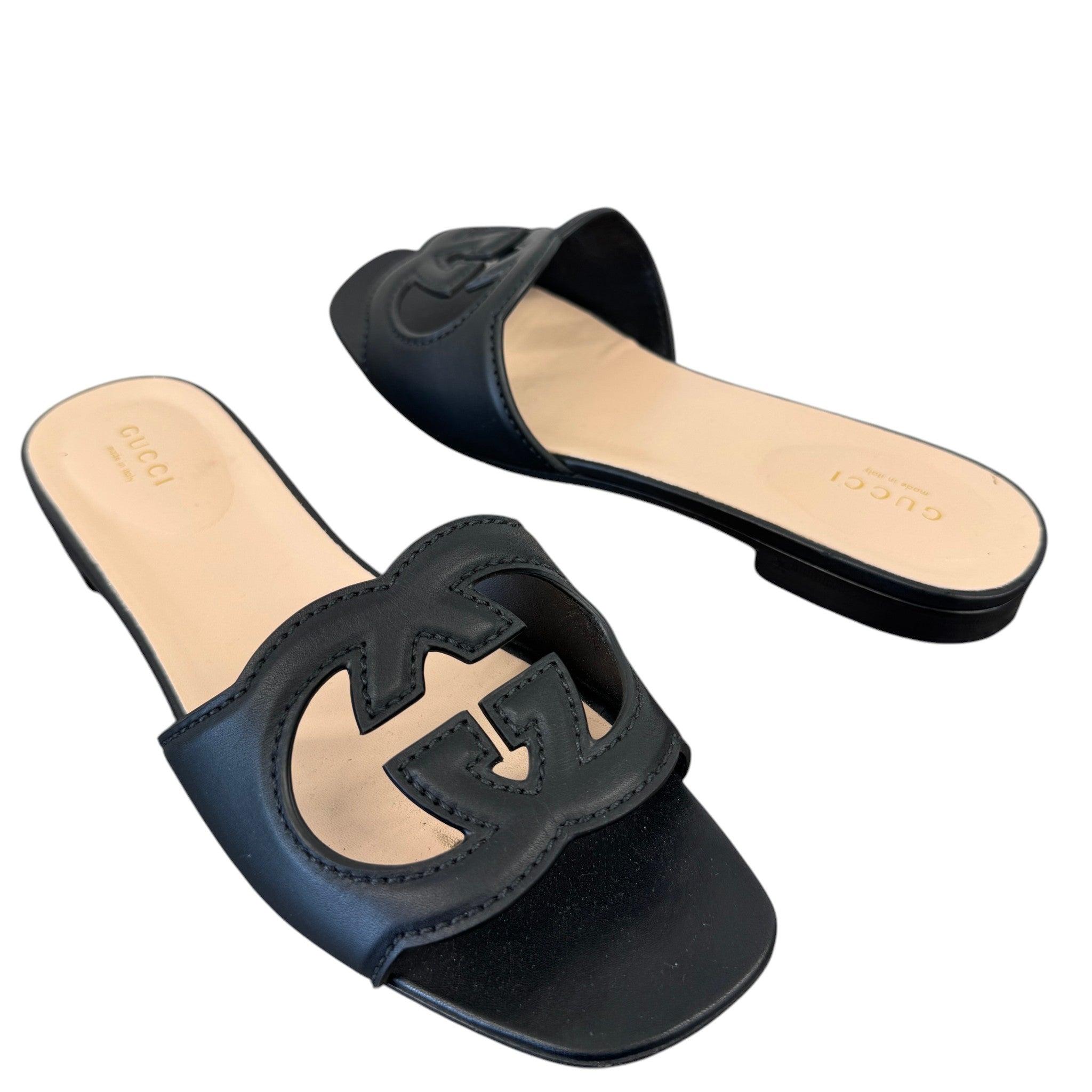 Women's Interlocking G Slides Black Size EU 38 / UK 5
