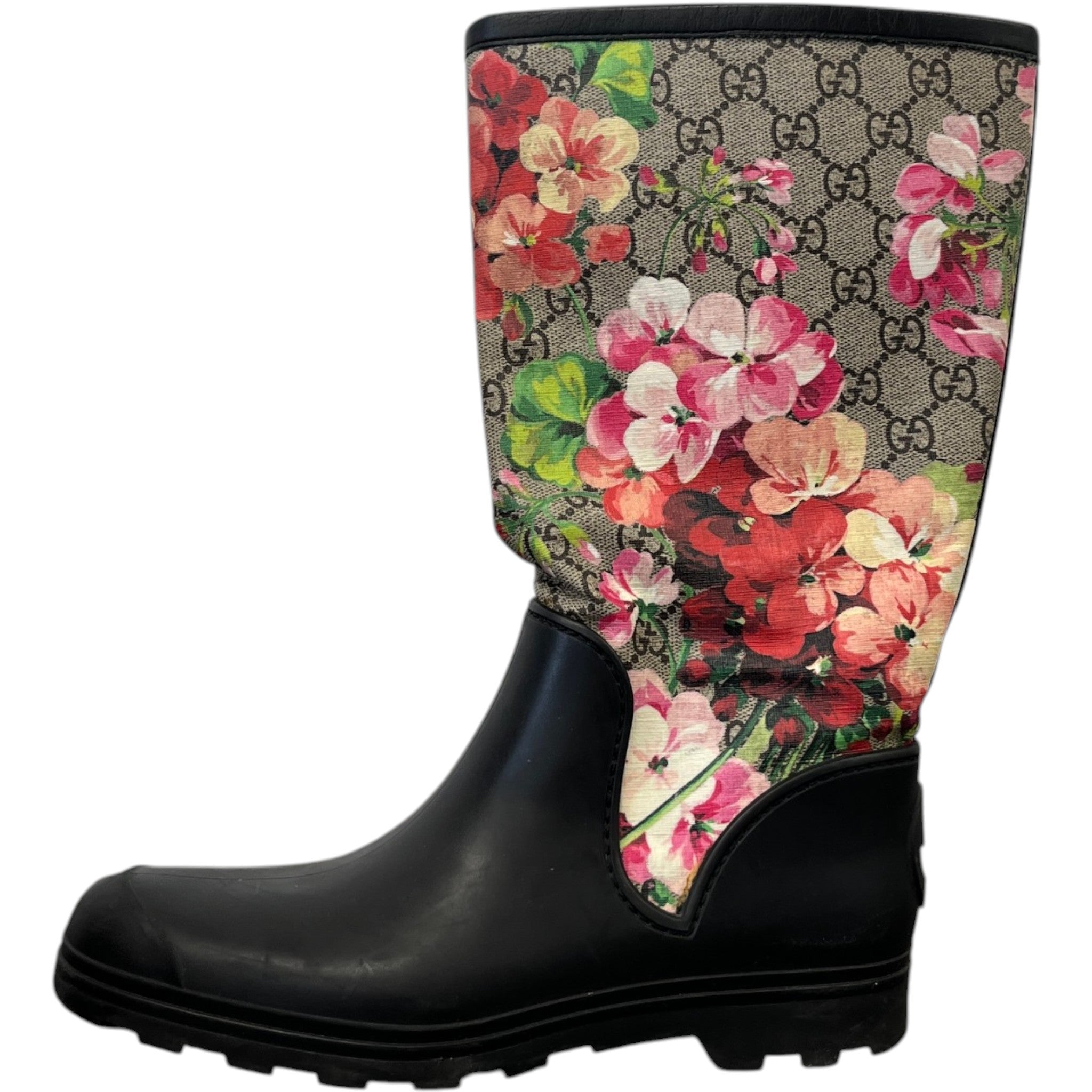 Women's Gg Blooms Rain Boots Black Size EU 38 / UK 5
