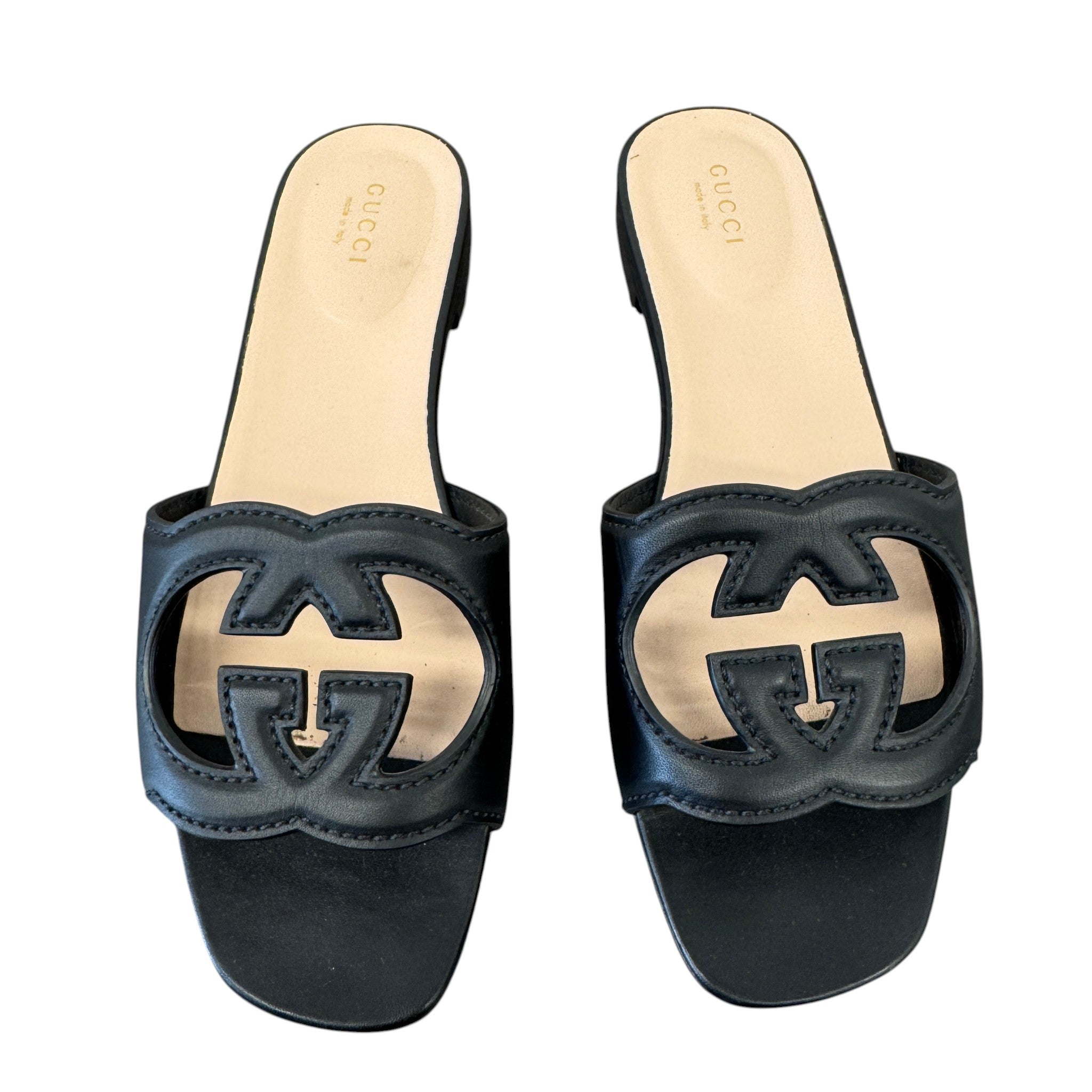 Women's Interlocking G Slides Black Size EU 38 / UK 5