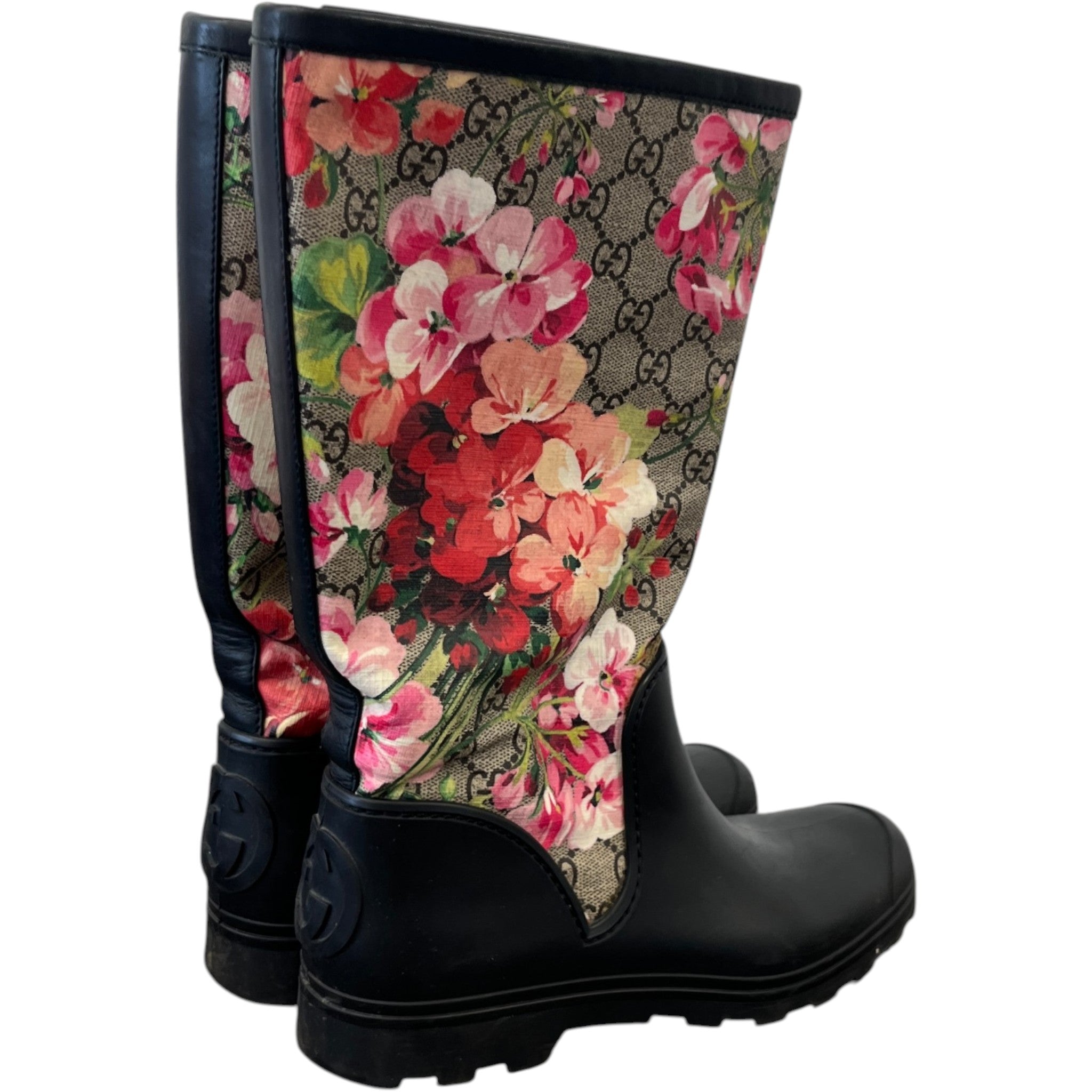 Women's Gg Blooms Rain Boots Black Size EU 38 / UK 5