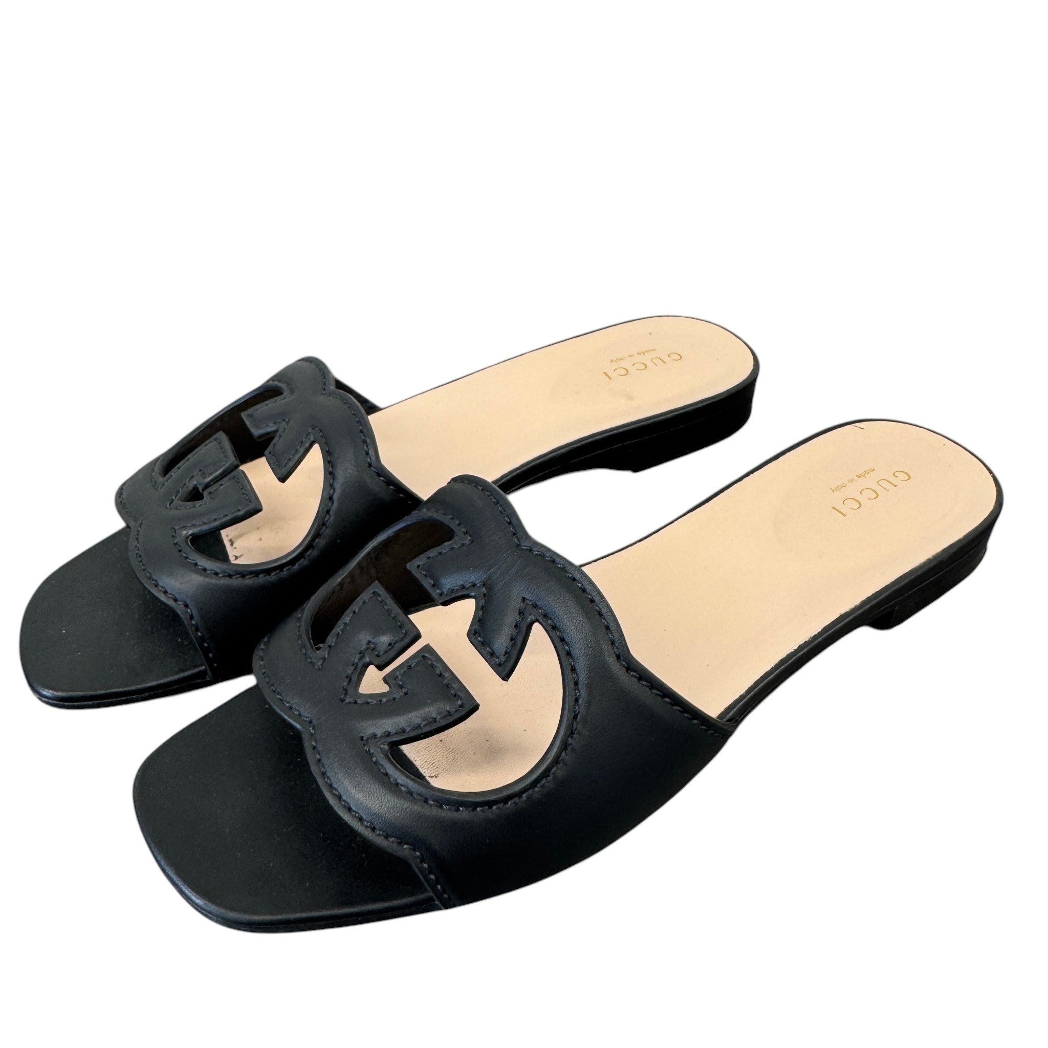 Women's Interlocking G Slides Black Size EU 38 / UK 5